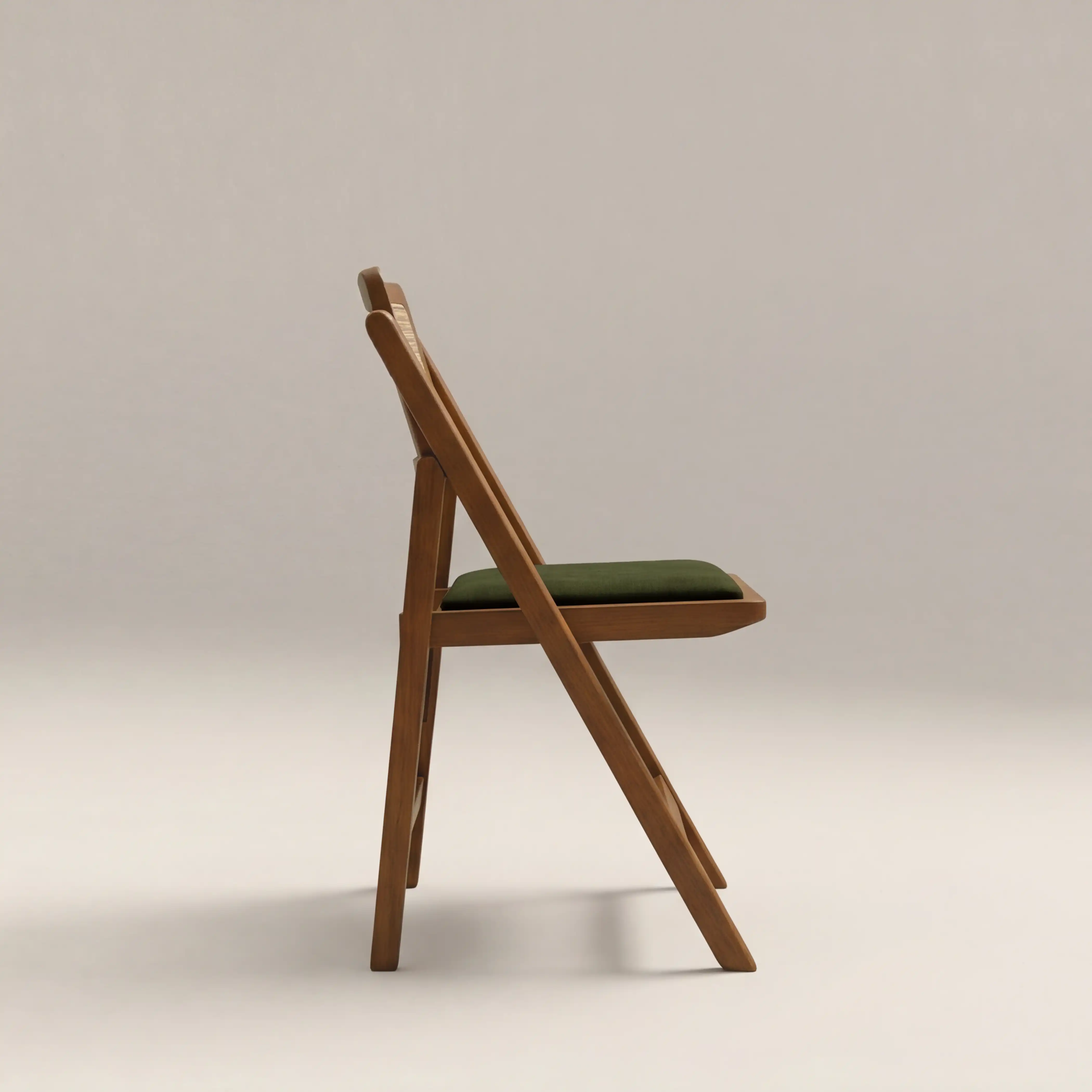 Elynn Folding Wooden Dining Chair | Olive Green Sustainable Velvet & Walnut - Image 5