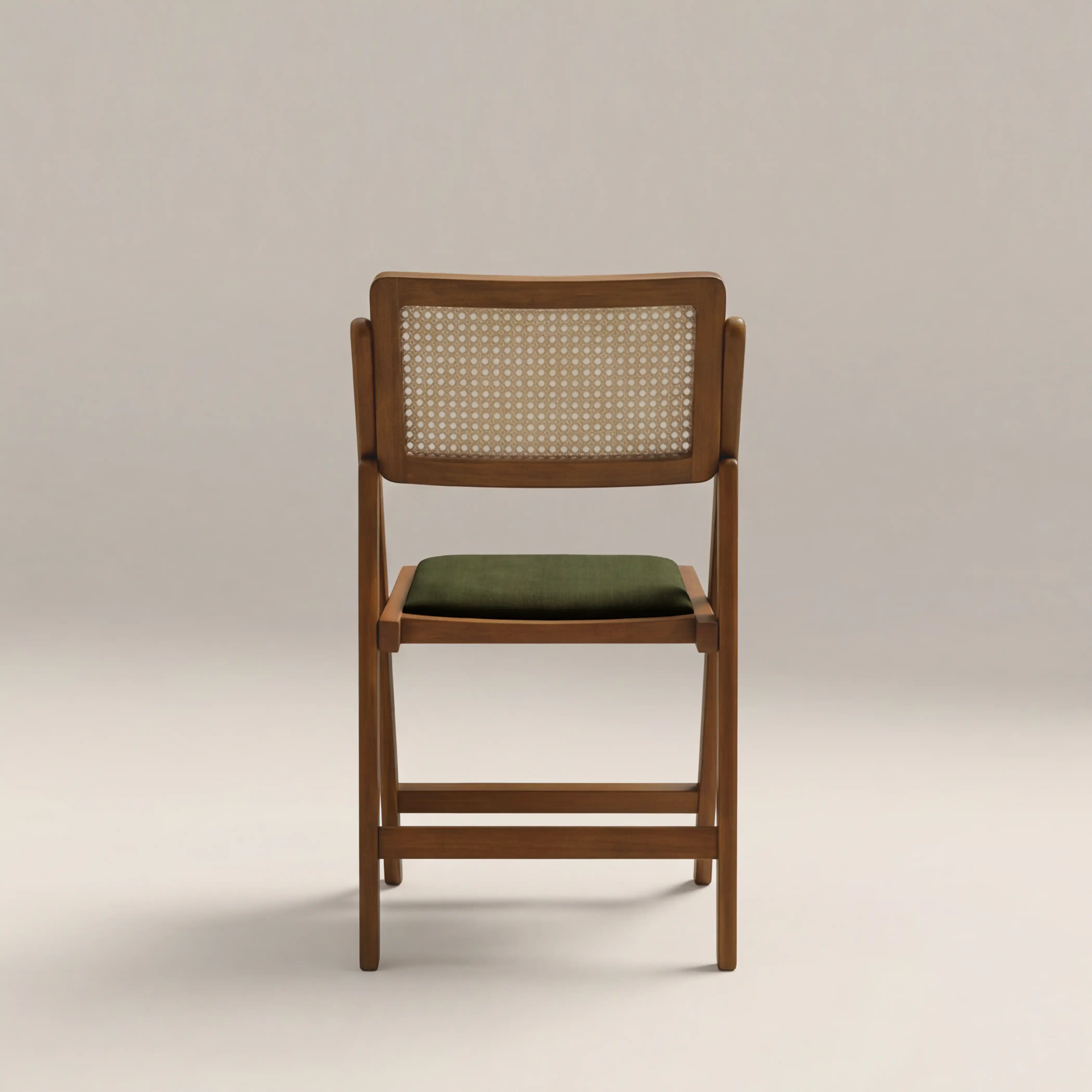 Elynn Folding Wooden Dining Chair | Olive Green Sustainable Velvet & Walnut - Image 6