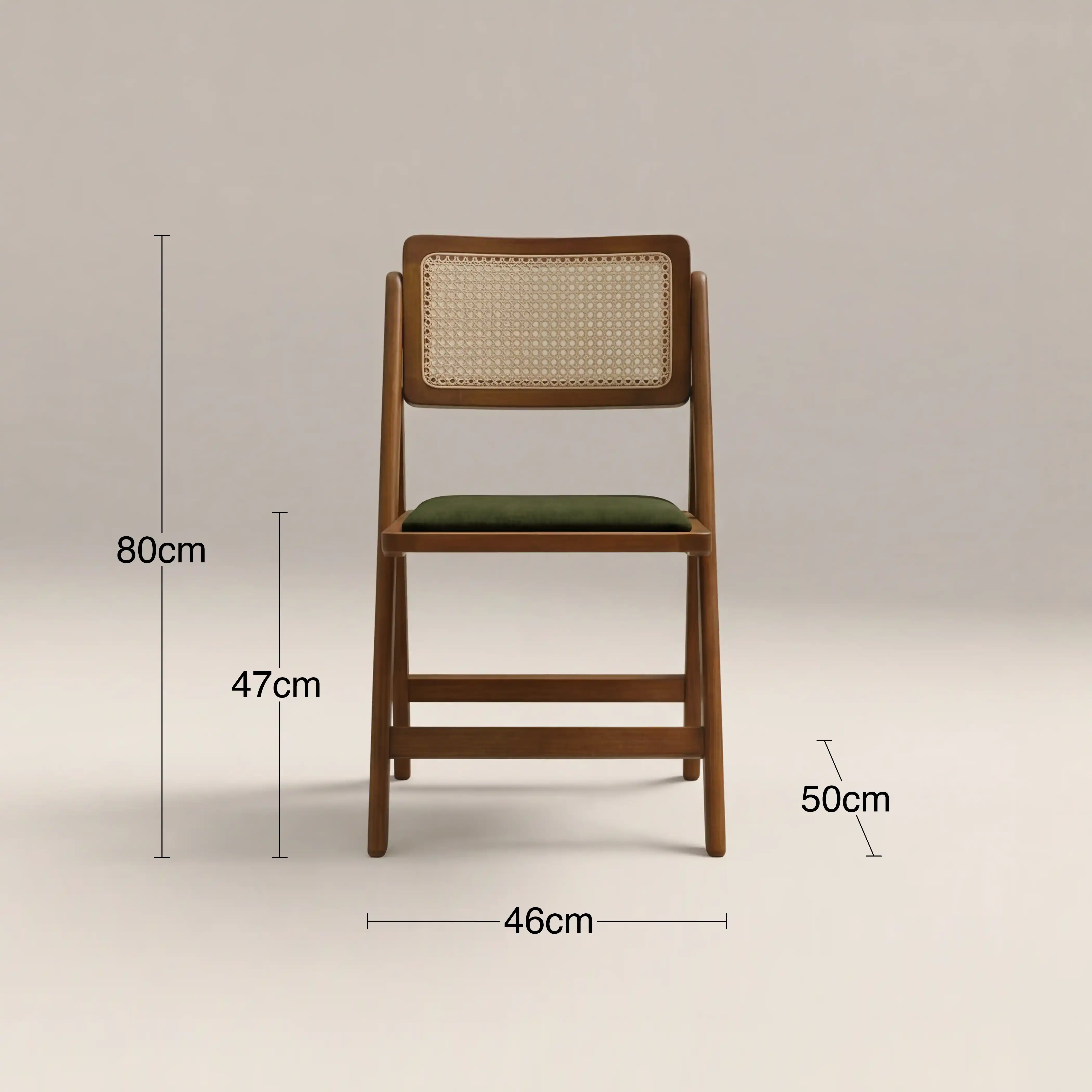 Elynn Folding Wooden Dining Chair | Olive Green Sustainable Velvet & Walnut - Image 8