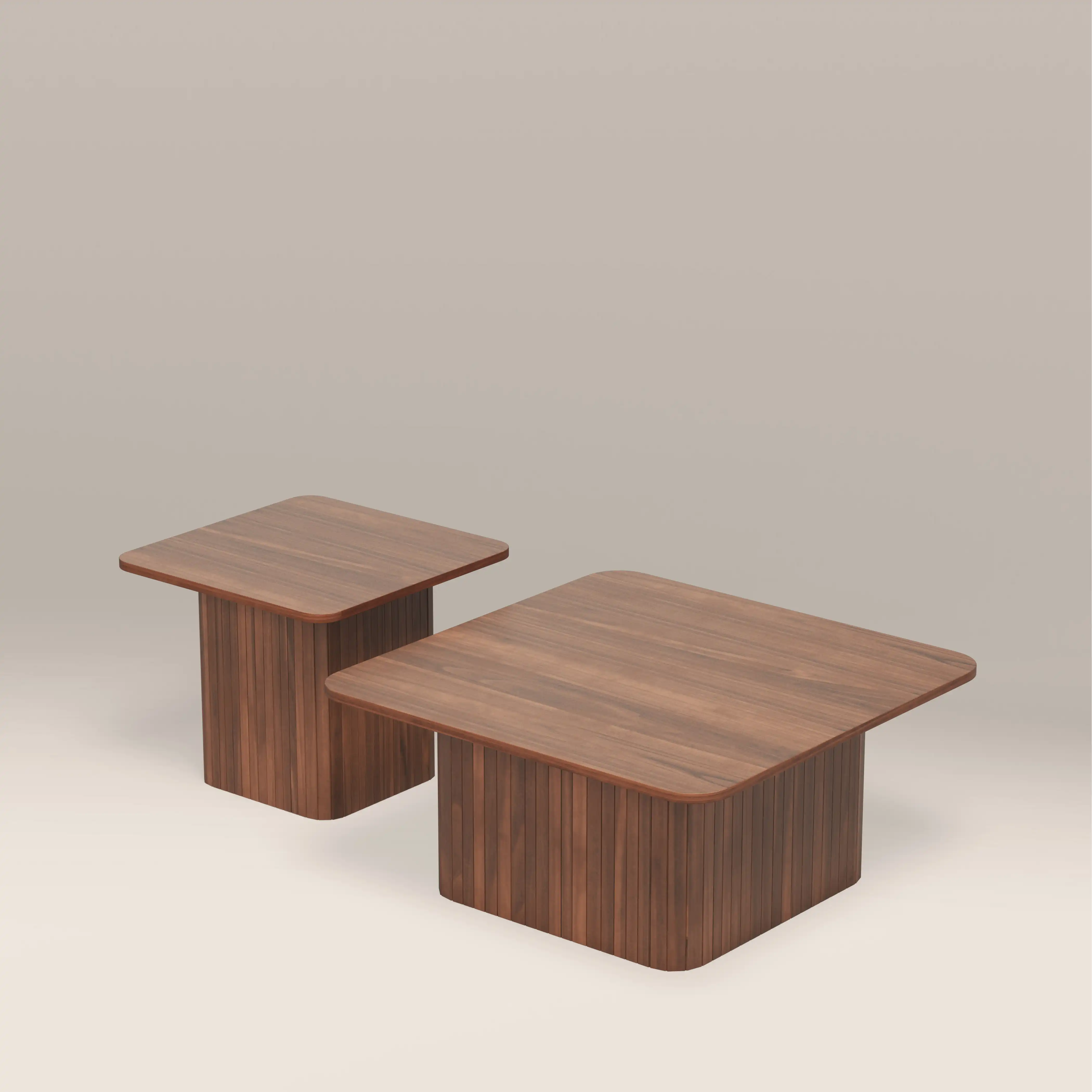 Emery Set of 2 Square Wooden Coffee Tables | Walnut - Image 3