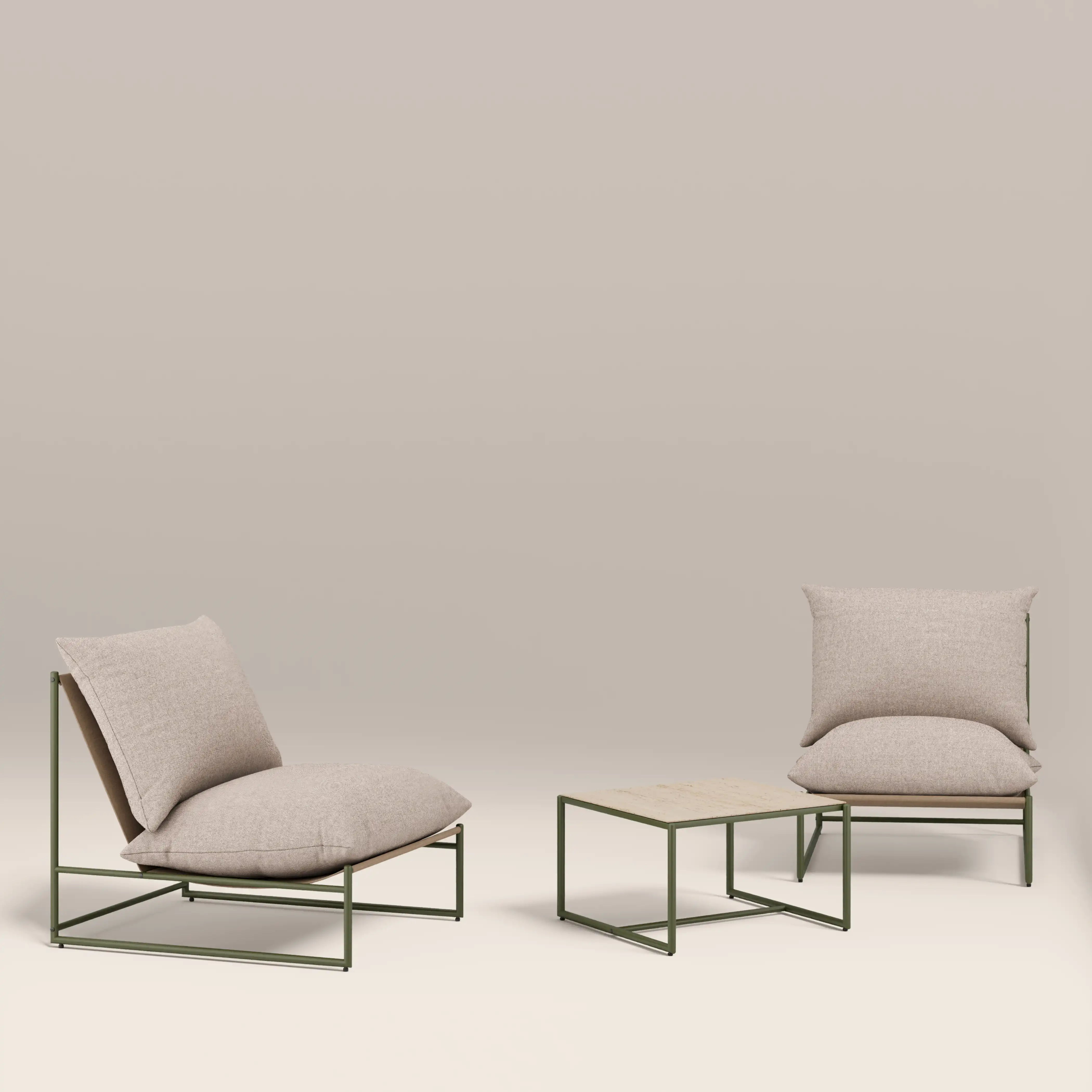 Enzo Garden Bistro Lounge Set | Natural  & Moss Green - Image 4