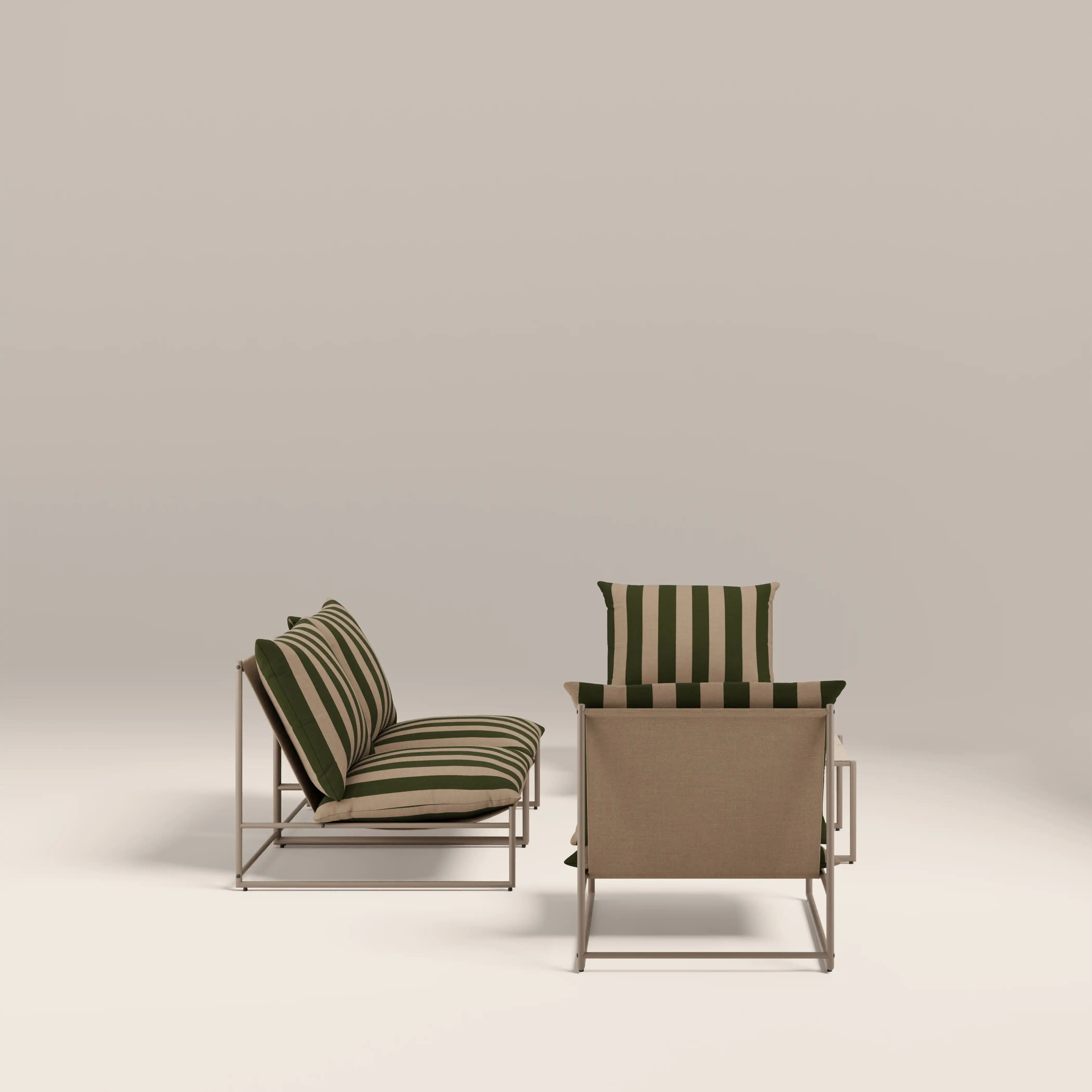 Enzo Garden Sofa Set | Moss Green Stripe & Taupe - Image 6