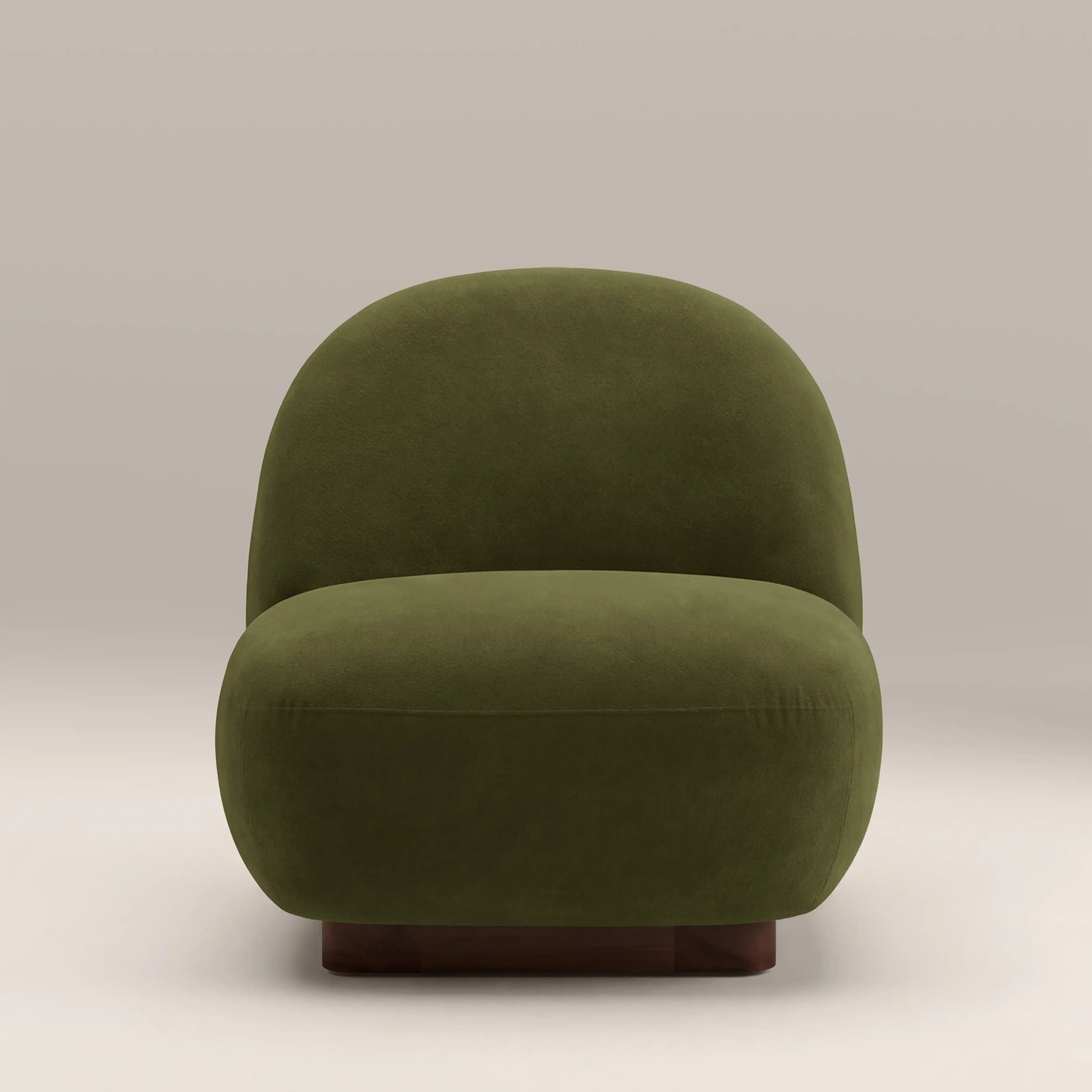 Erin Armchair | Olive Green Sustainable Velvet & Walnut - Image 3