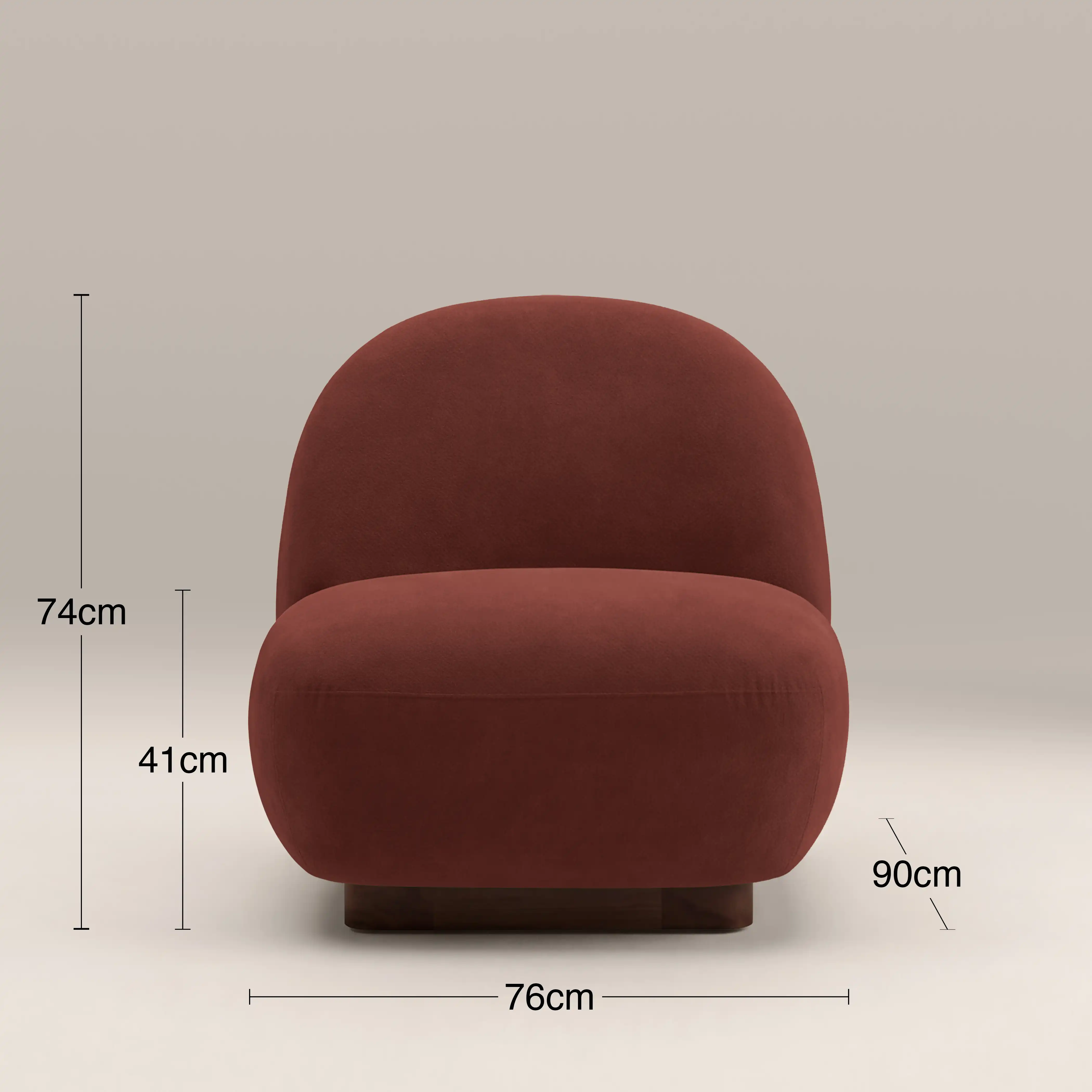 Erin Armchair | Rust Red Sustainable Velvet & Walnut - Image 7