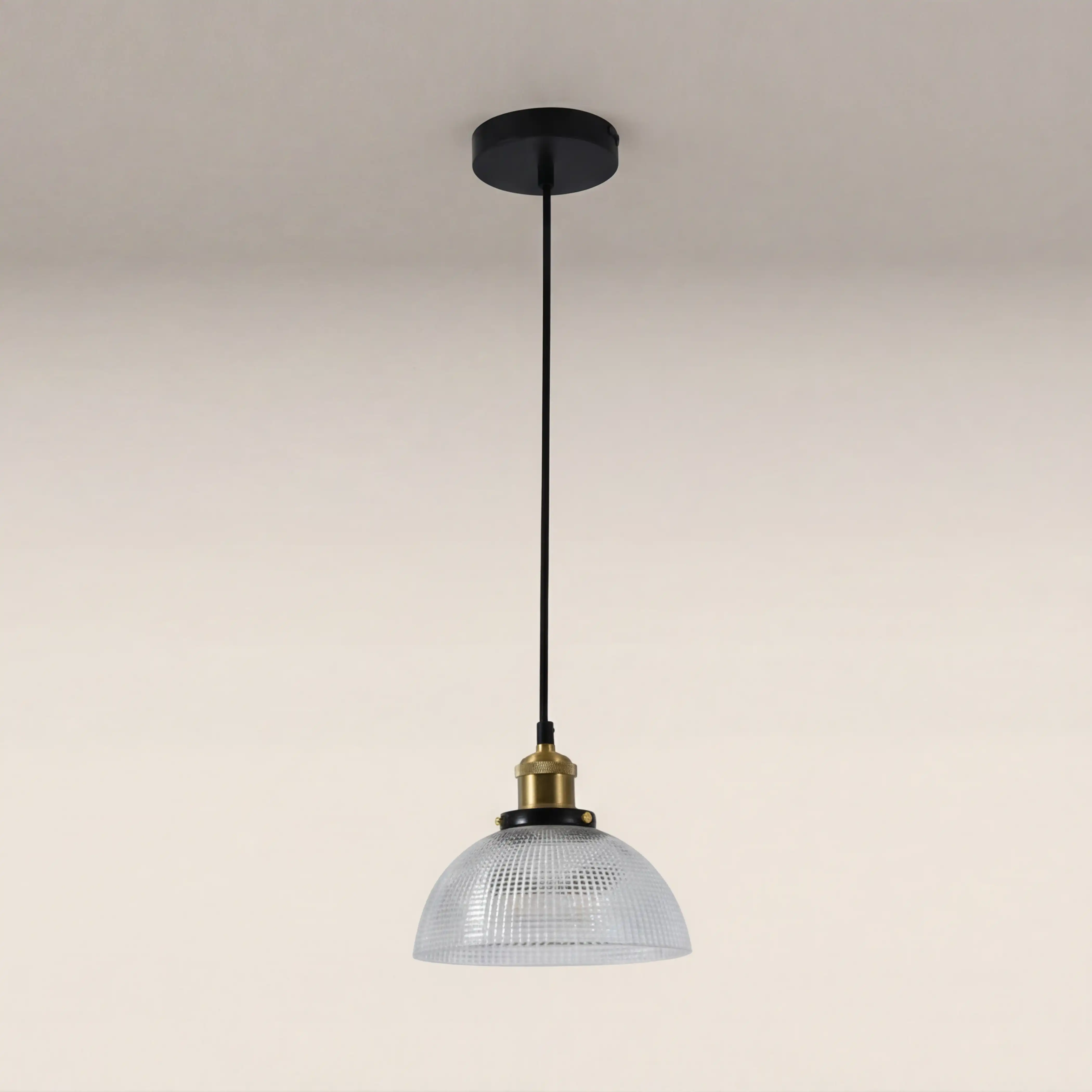 Ezra Bowl Pendant Light | Ribbed Glass & Antique Brass - Image 4