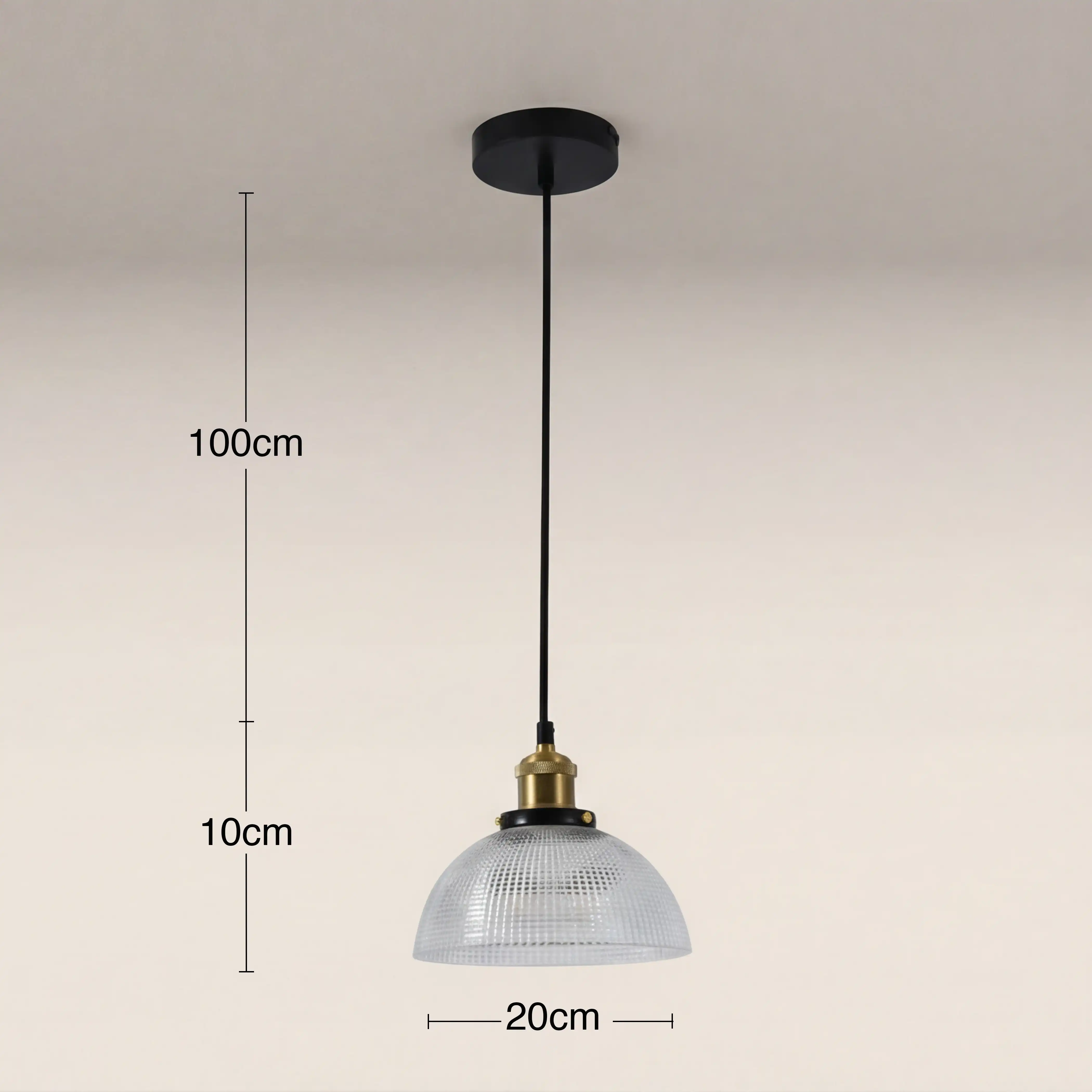 Ezra Bowl Pendant Light | Ribbed Glass & Antique Brass - Image 6