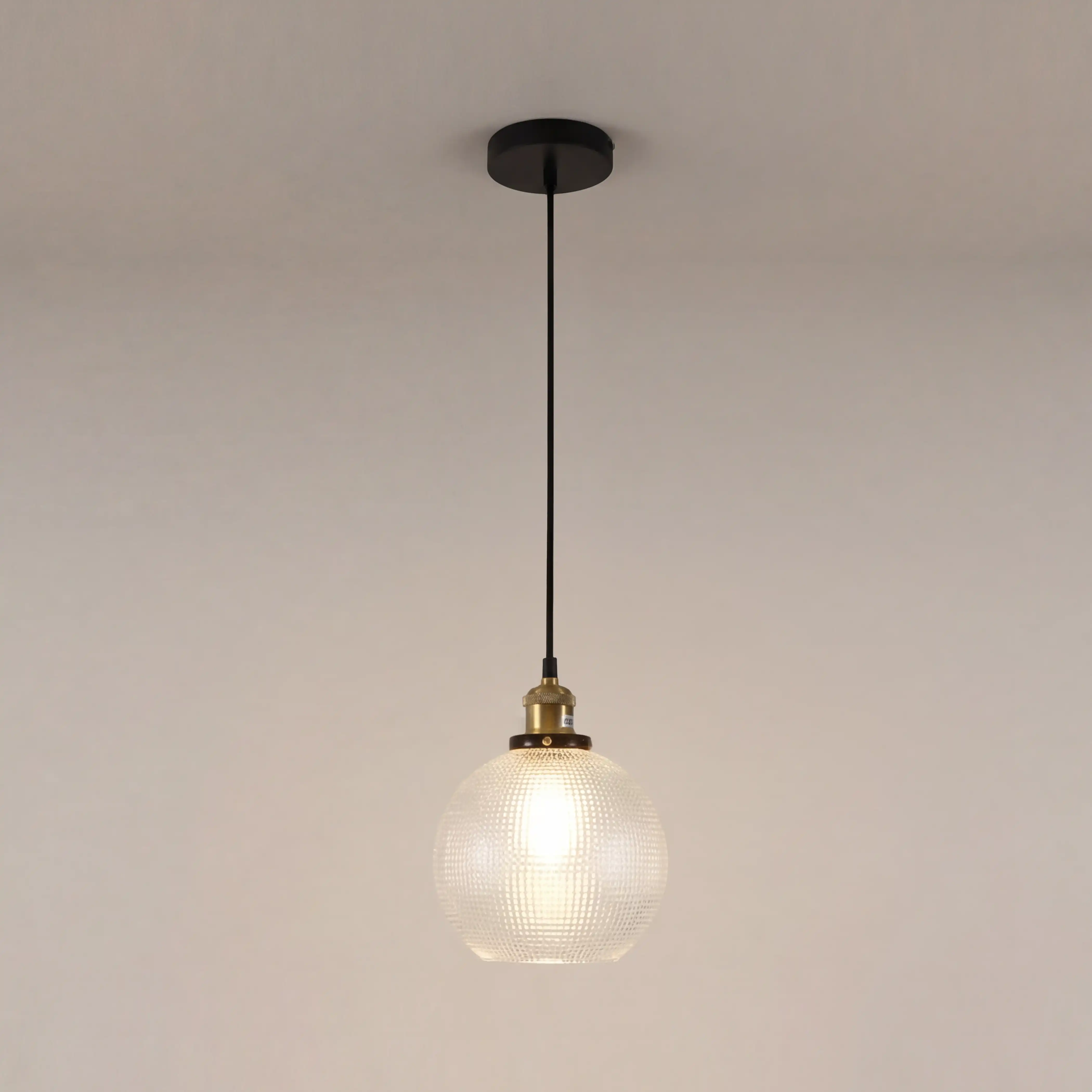 Ezra Globe Pendant Light | Ribbed Glass & Antique Brass - Image 4