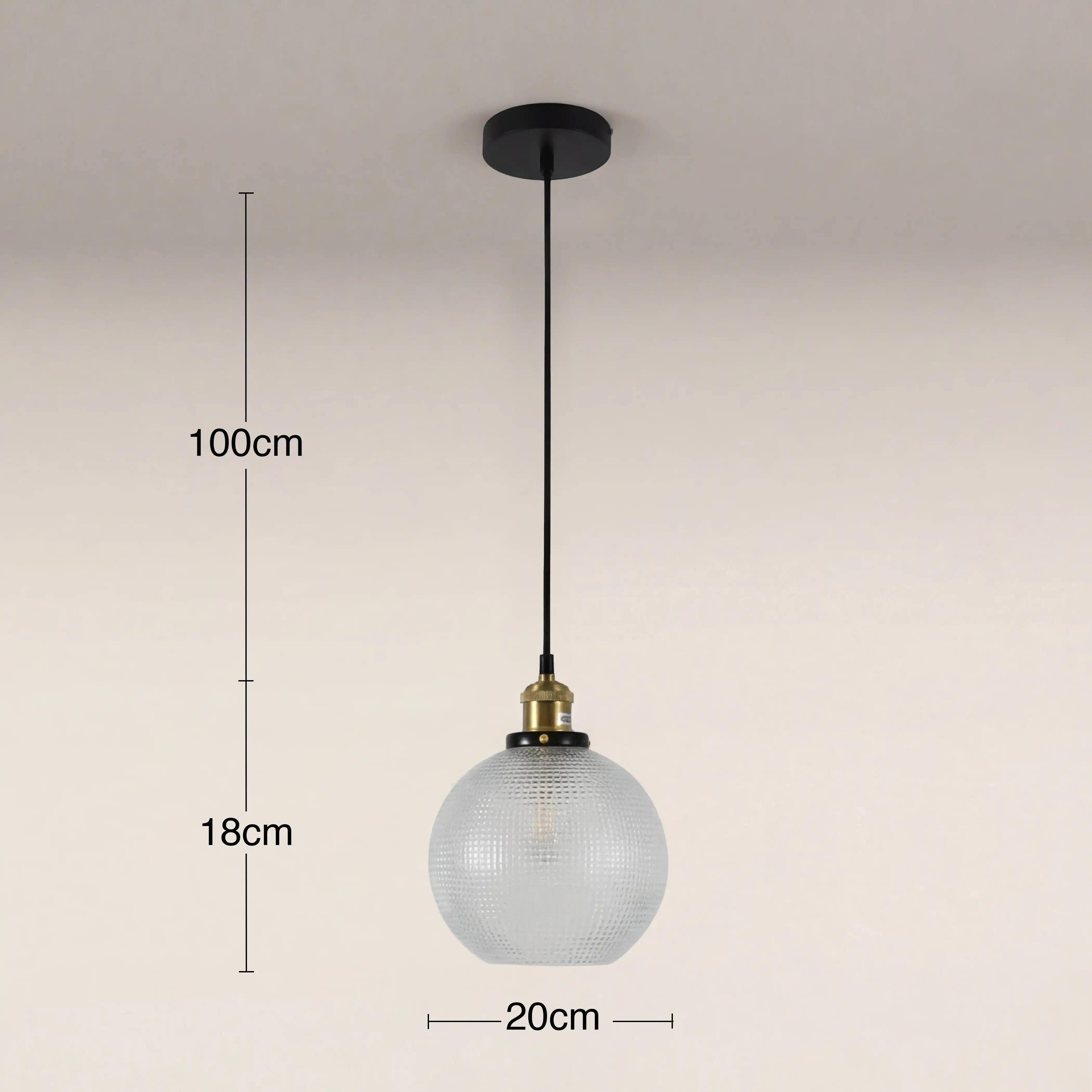 Ezra Globe Pendant Light | Ribbed Glass & Antique Brass - Image 5