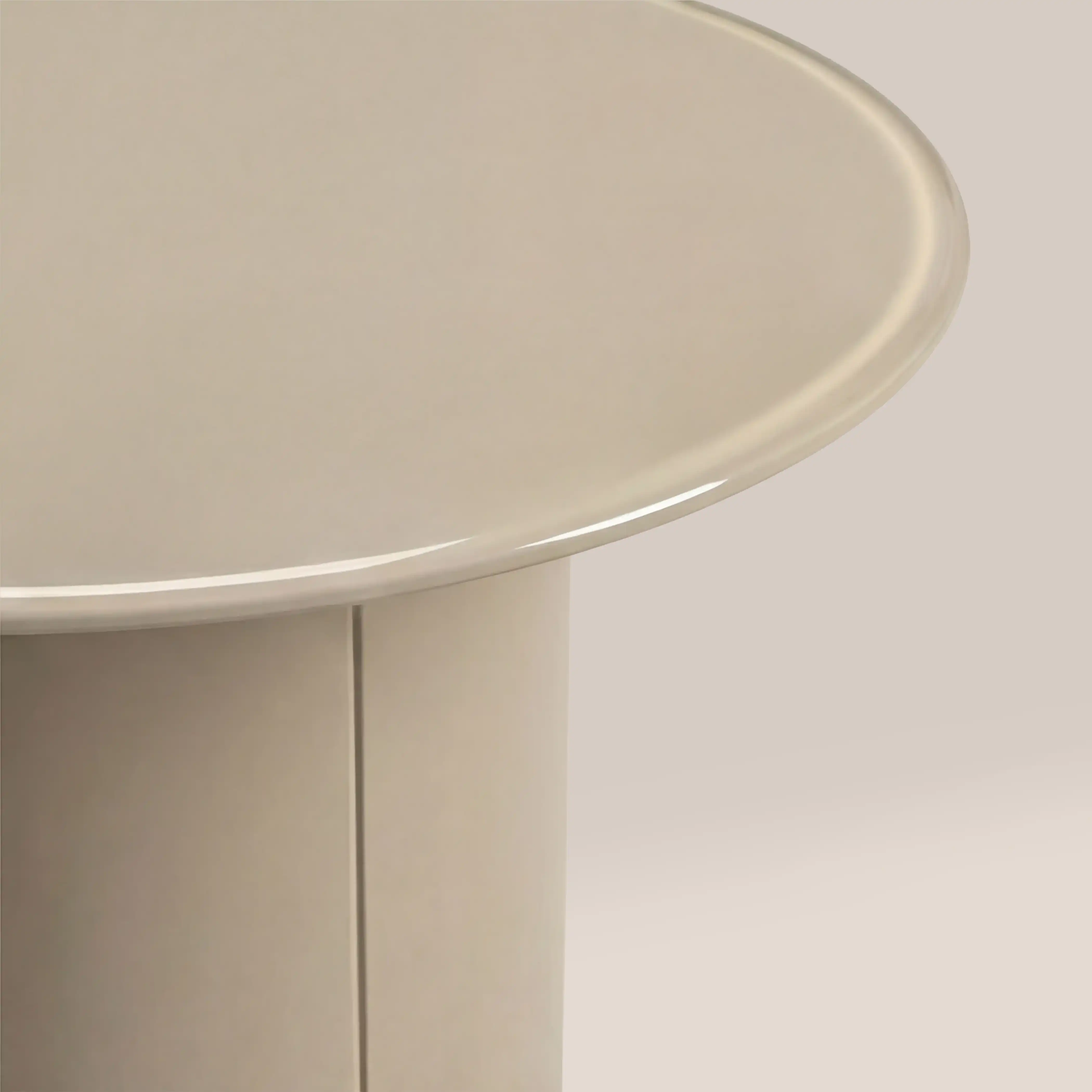 Flore Round Side Table | Soft Ecru Glass & High Gloss Ecru - Image 3