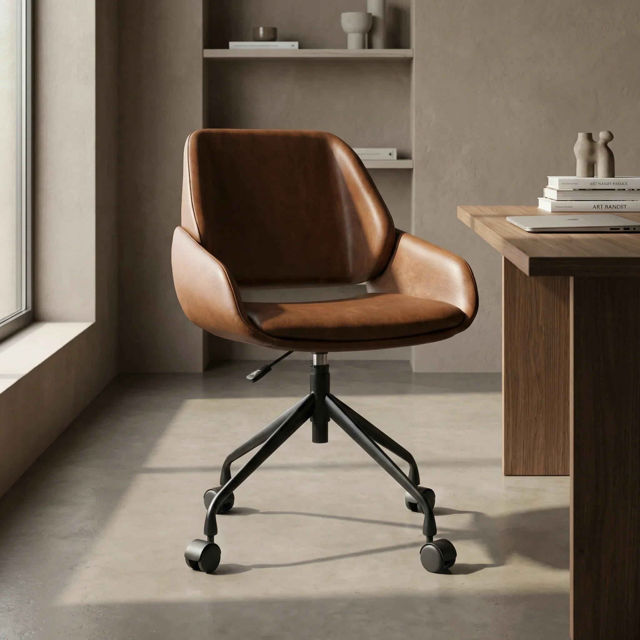 Franklin Office Chair | Vintage Tan Faux Leather & Black