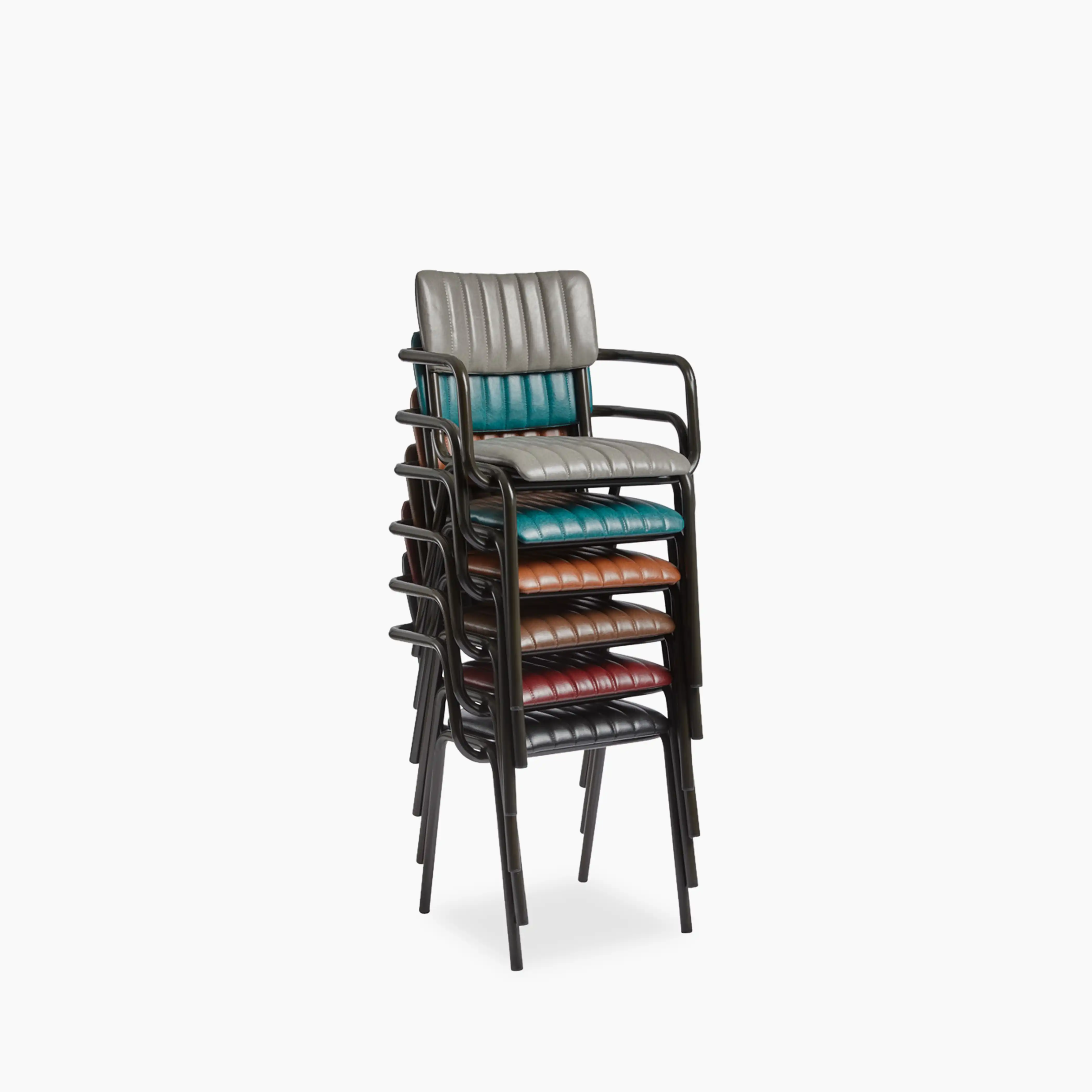 Gibson Stackable Carver Dining Chair | Teal Faux Leather & Black - Image 2