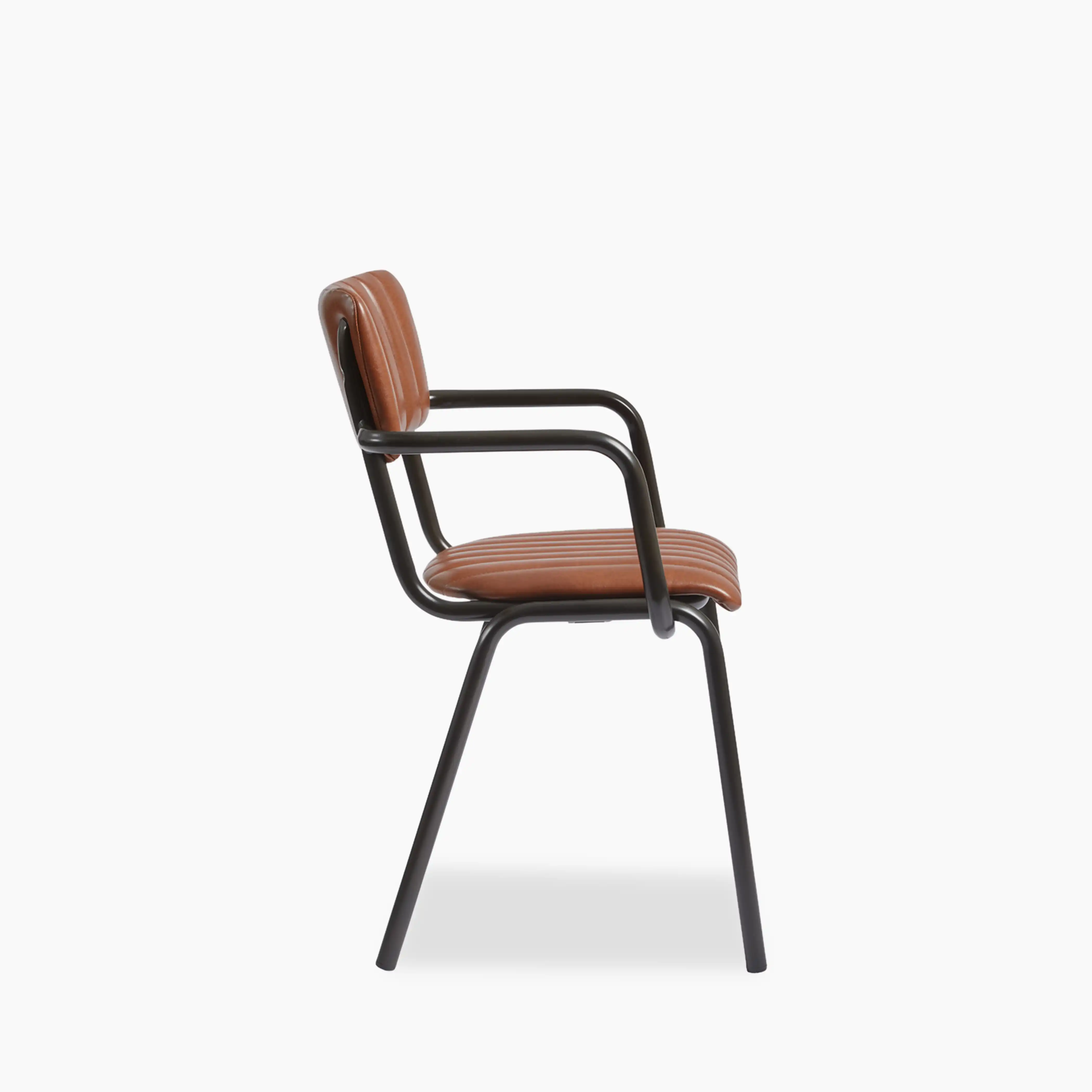 Gibson Stackable Carver Dining Chair | Vintage Tan Faux Leather & Black - Image 3