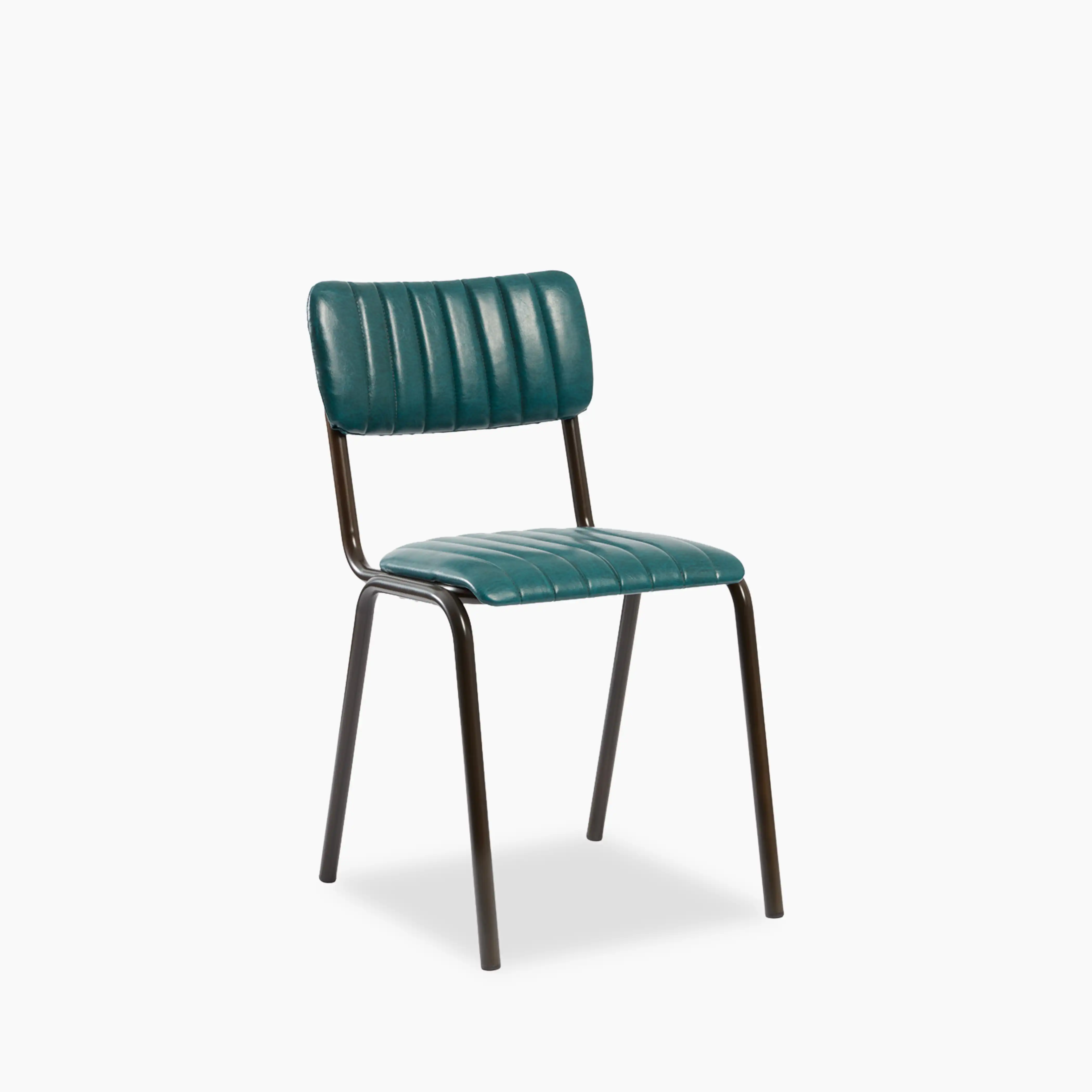 Gibson Stackable Dining Chair | Teal Faux Leather & Black