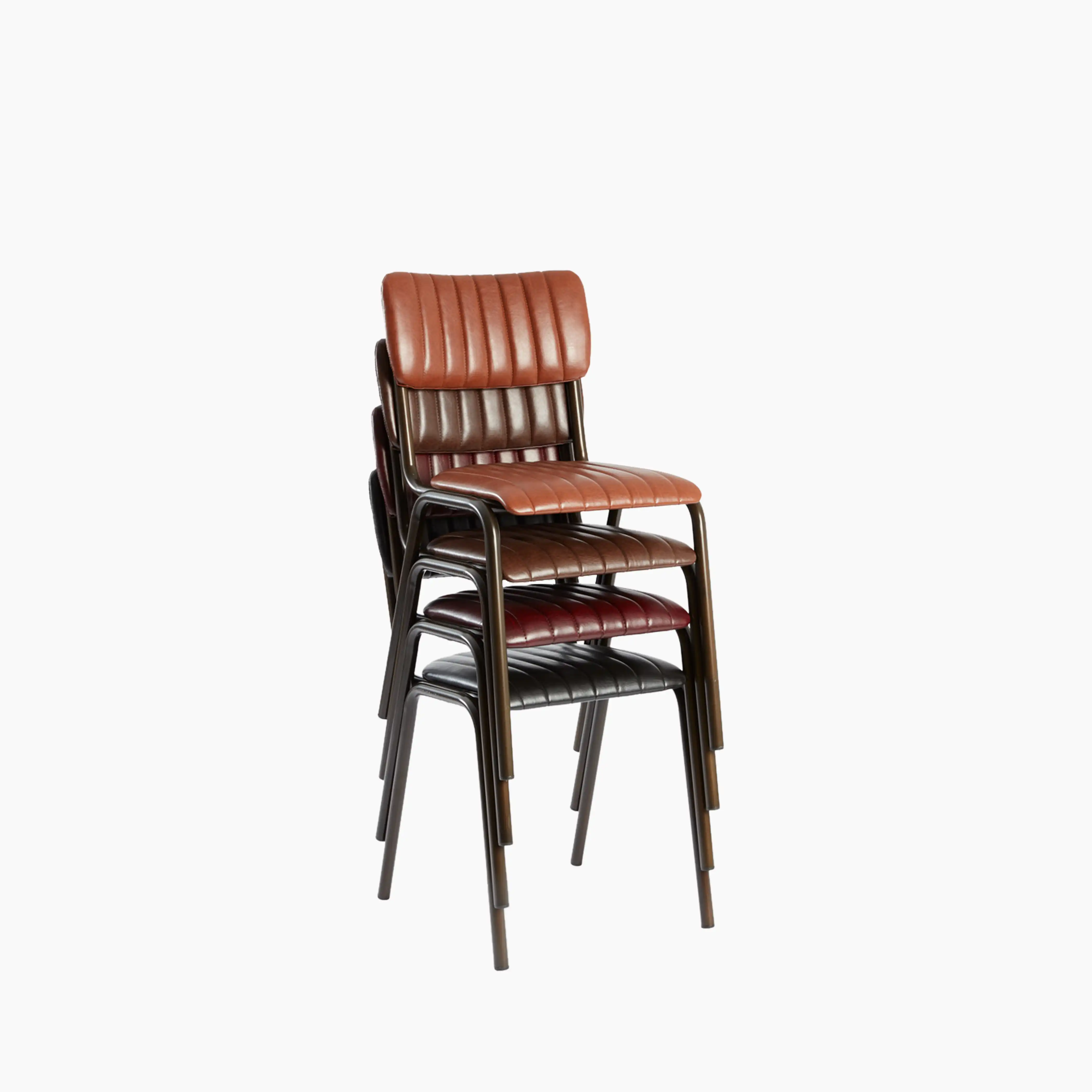 Gibson Stackable Dining Chair | Teal Faux Leather & Black - Image 2