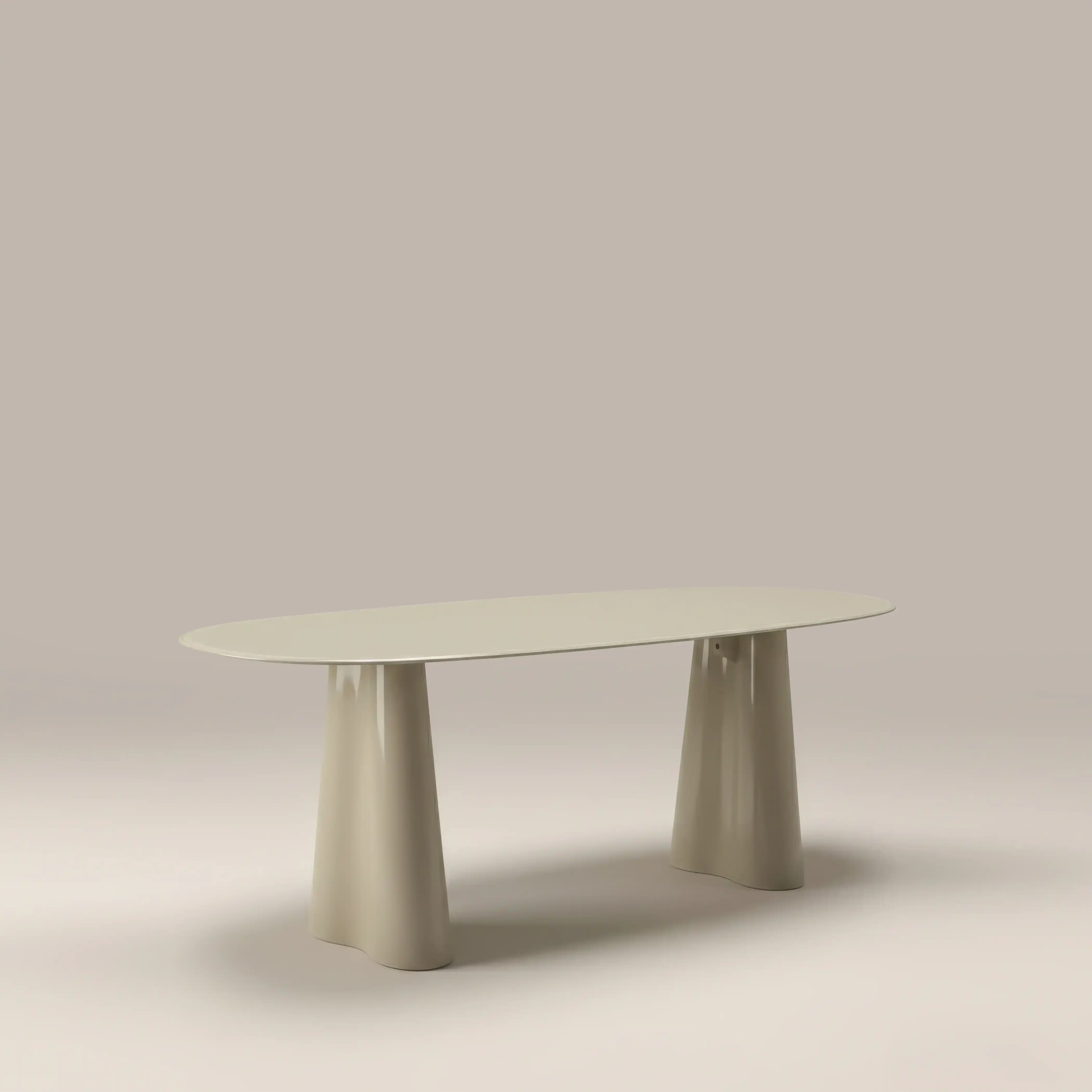 Hadley 8 Seat Oval Dining Table | Soft Ecru Sandblasted Glass & High Gloss Ecru - Image 3