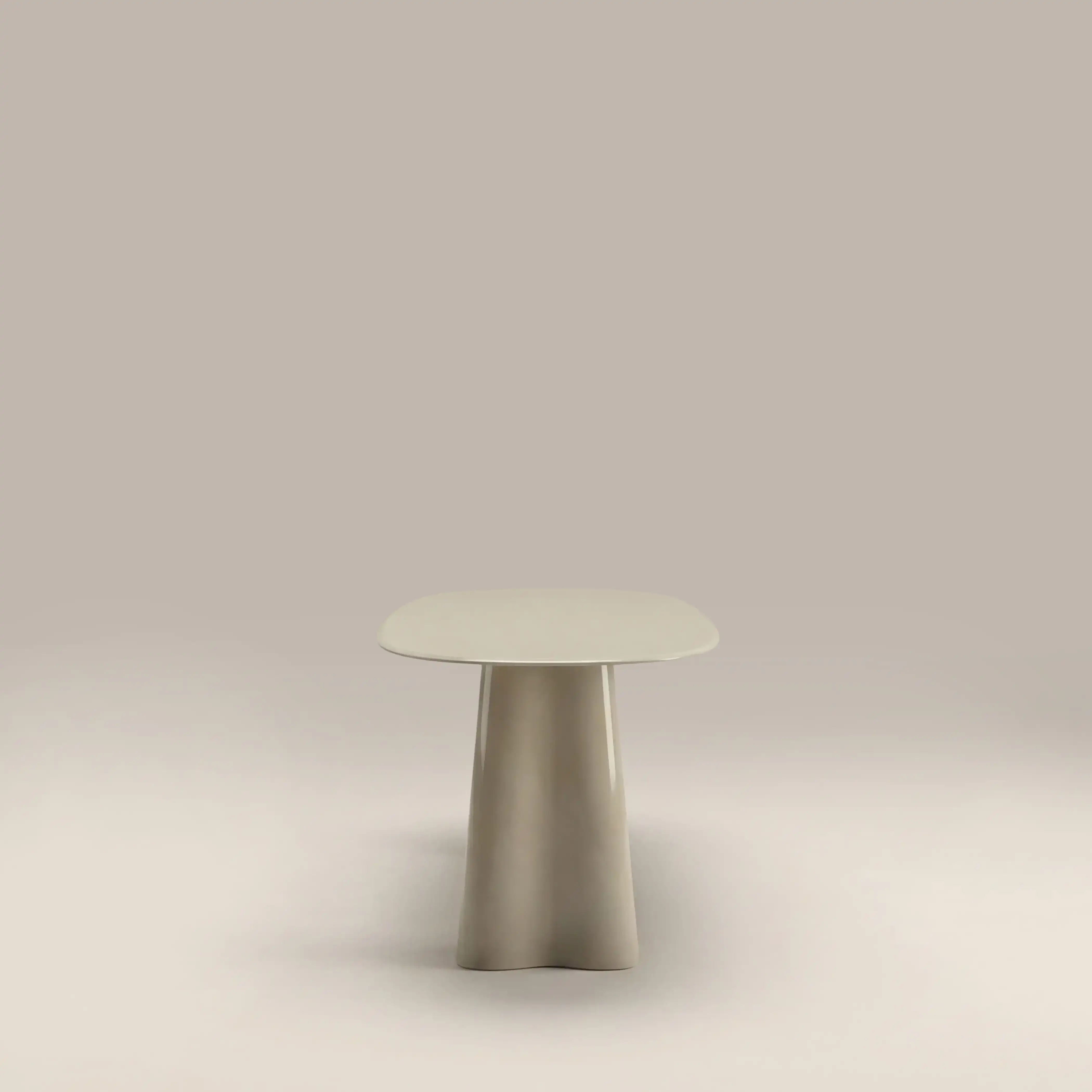 Hadley 8 Seat Oval Dining Table | Soft Ecru Sandblasted Glass & High Gloss Ecru - Image 4