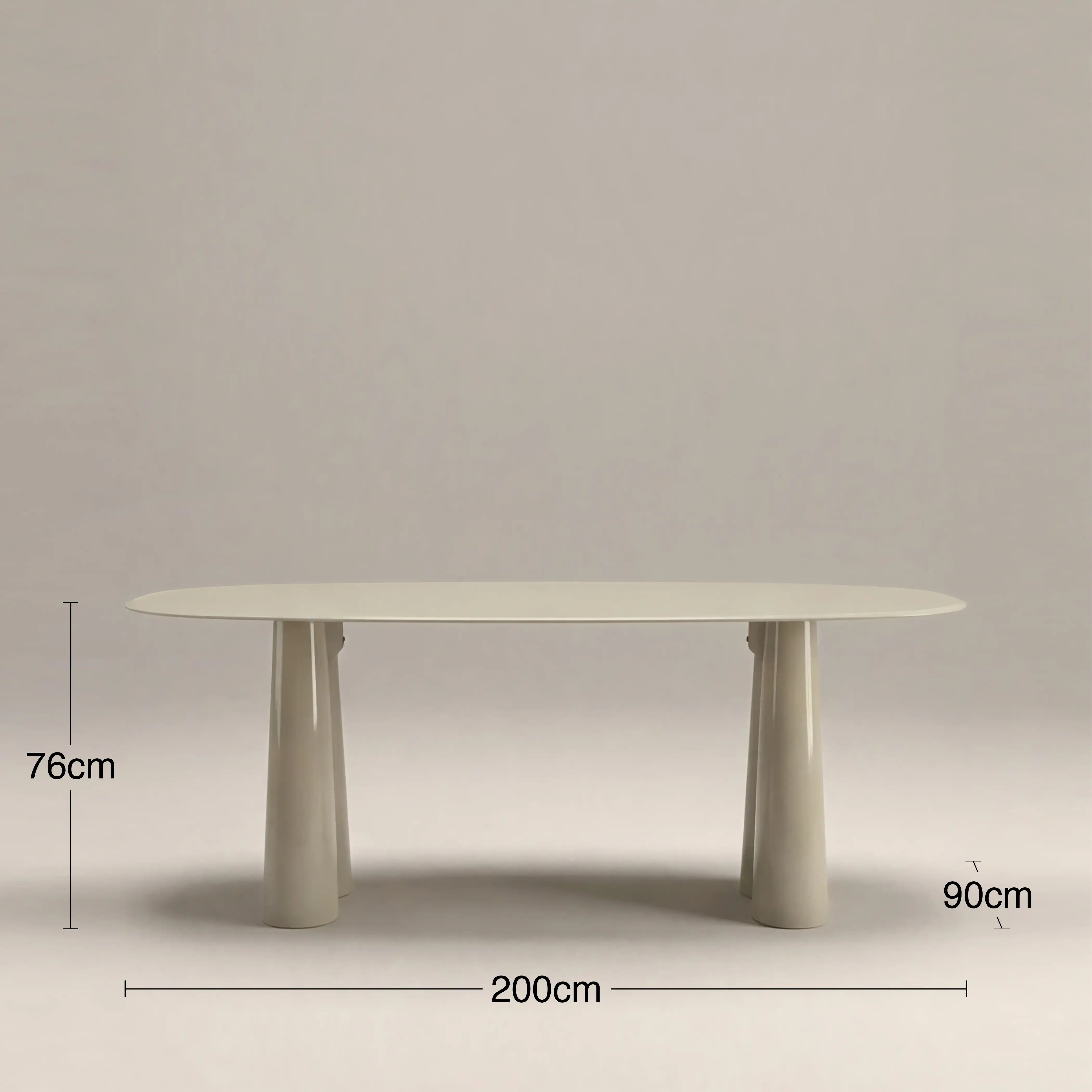 Hadley 8 Seat Oval Dining Table | Soft Ecru Sandblasted Glass & High Gloss Ecru - Image 6