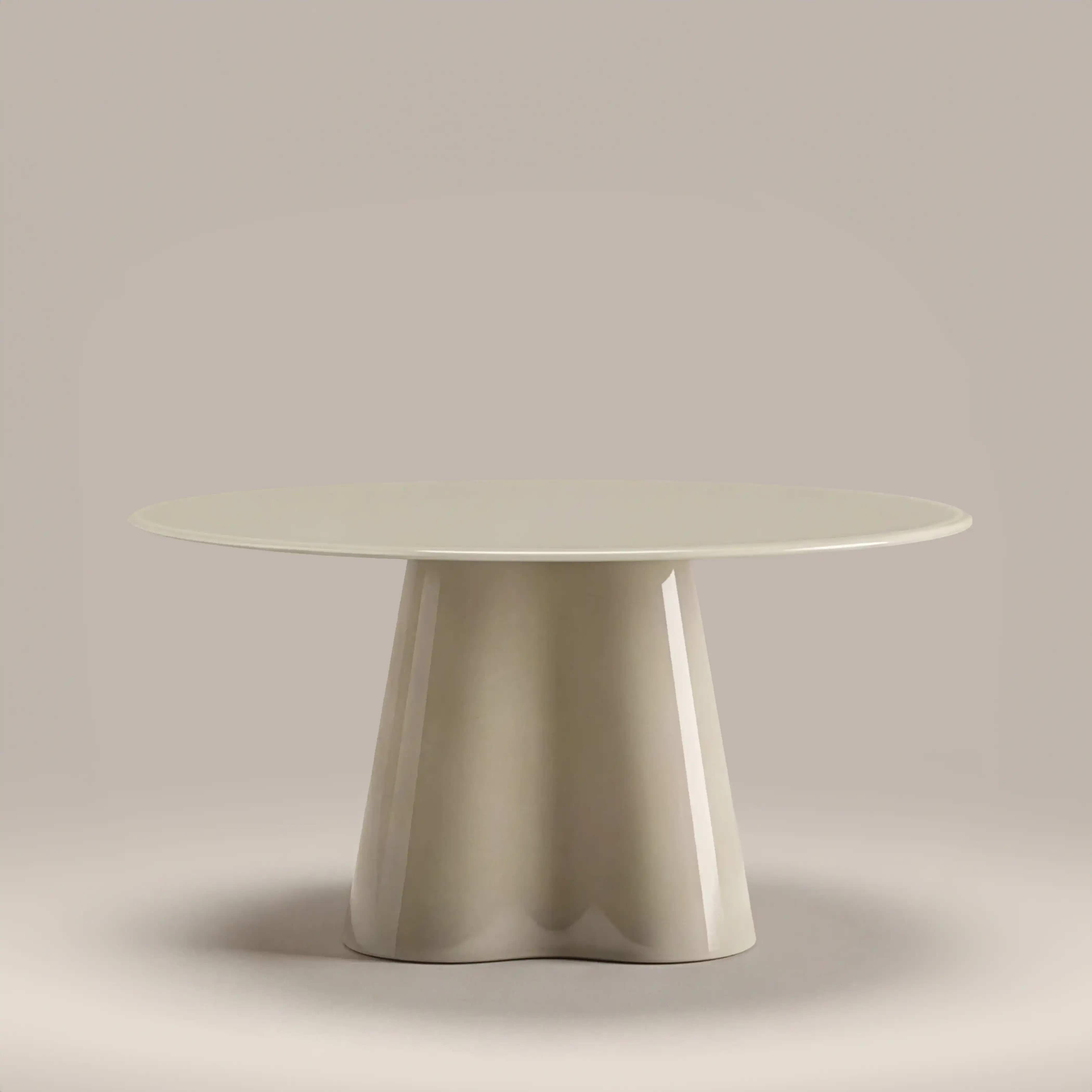 Hadley Round Coffee Table | Soft Ecru Sandblasted Glass & High Gloss Soft Ecru - Image 3
