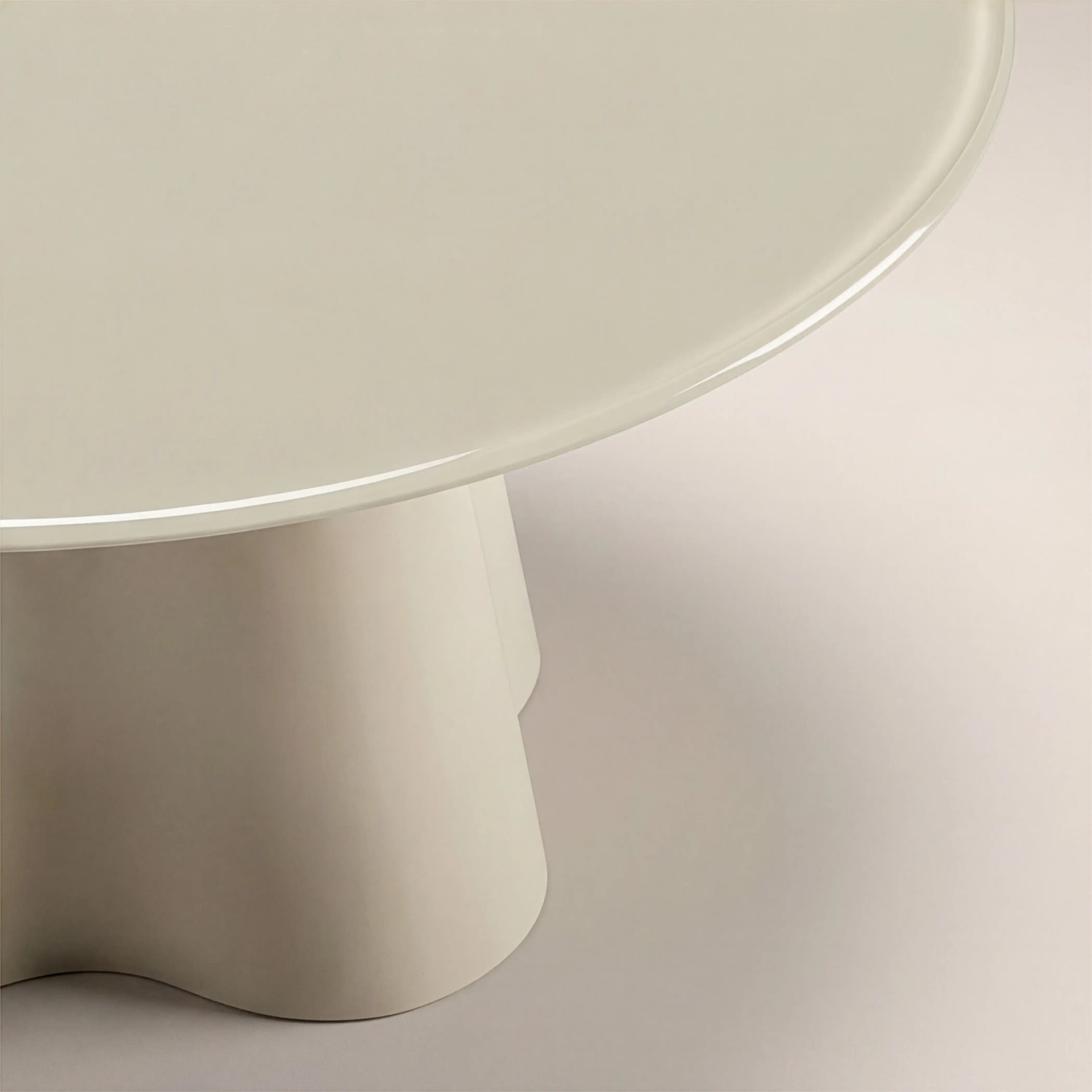 Hadley Round Coffee Table | Soft Ecru Sandblasted Glass & High Gloss Soft Ecru - Image 4