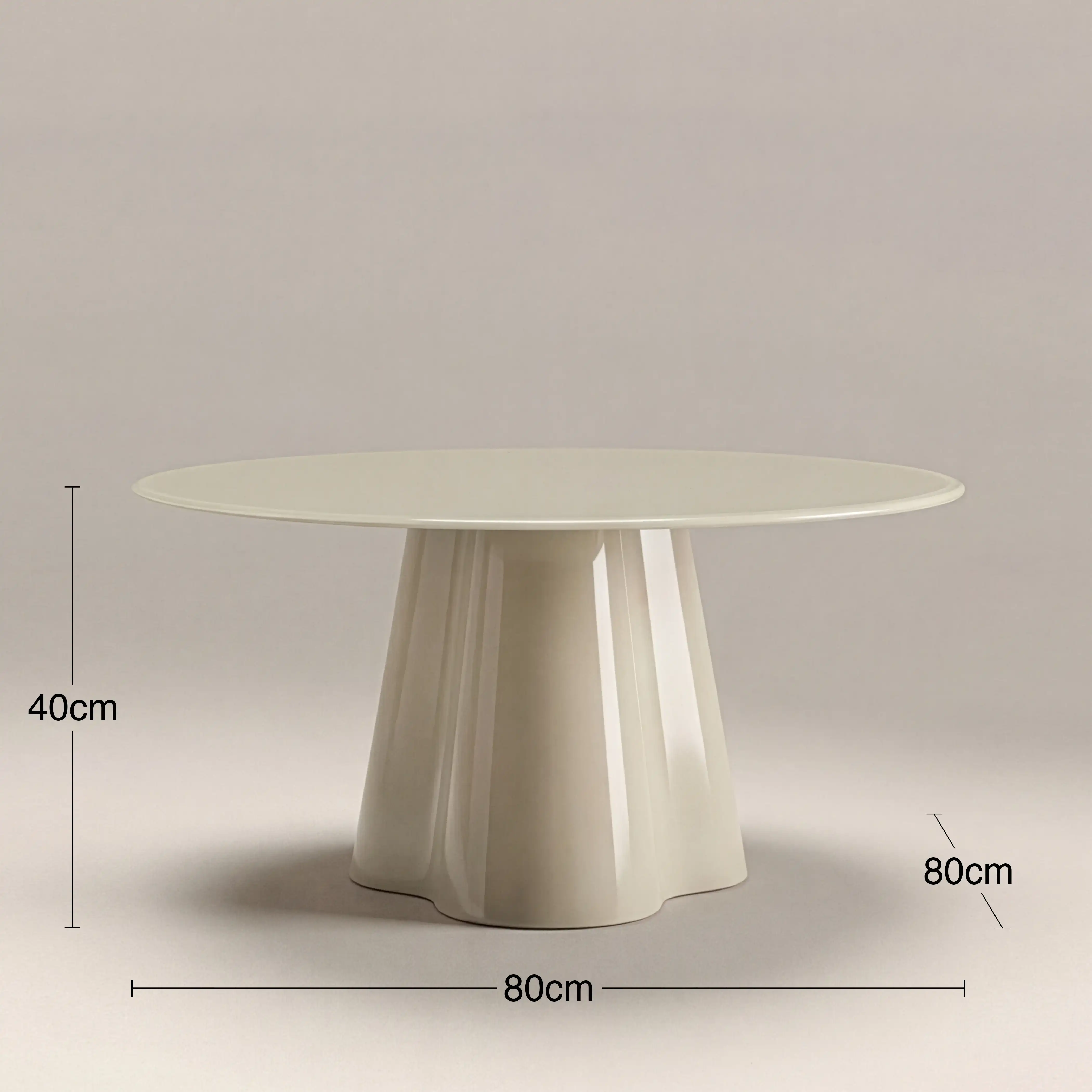 Hadley Round Coffee Table | Soft Ecru Sandblasted Glass & High Gloss Soft Ecru - Image 5