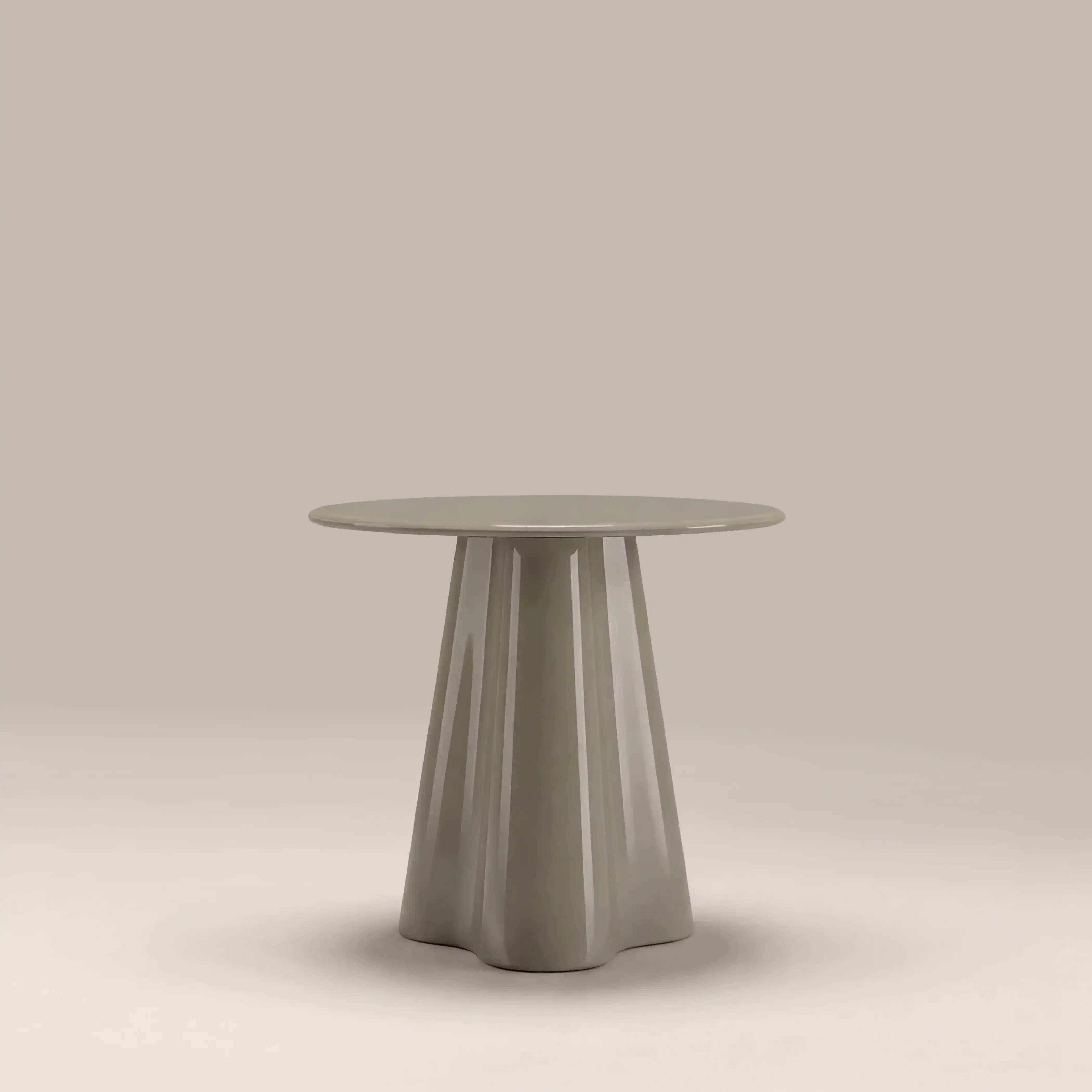 Hadley Round Side Table | Sage Green Sandblasted Glass & High Gloss Sage Green - Image 3