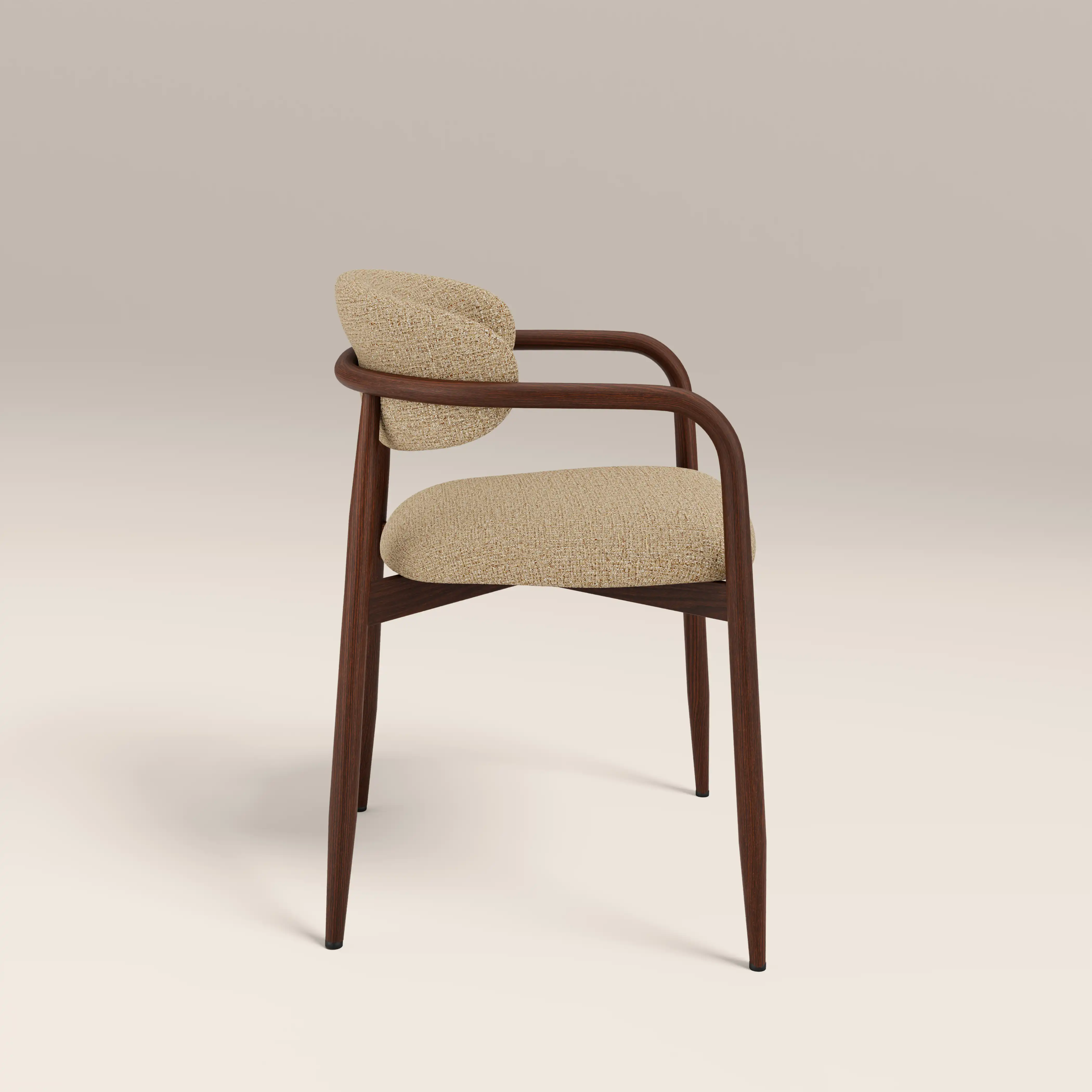 Halston Carver Dining Chair | Speckled Latte Boucle & Walnut - Image 5
