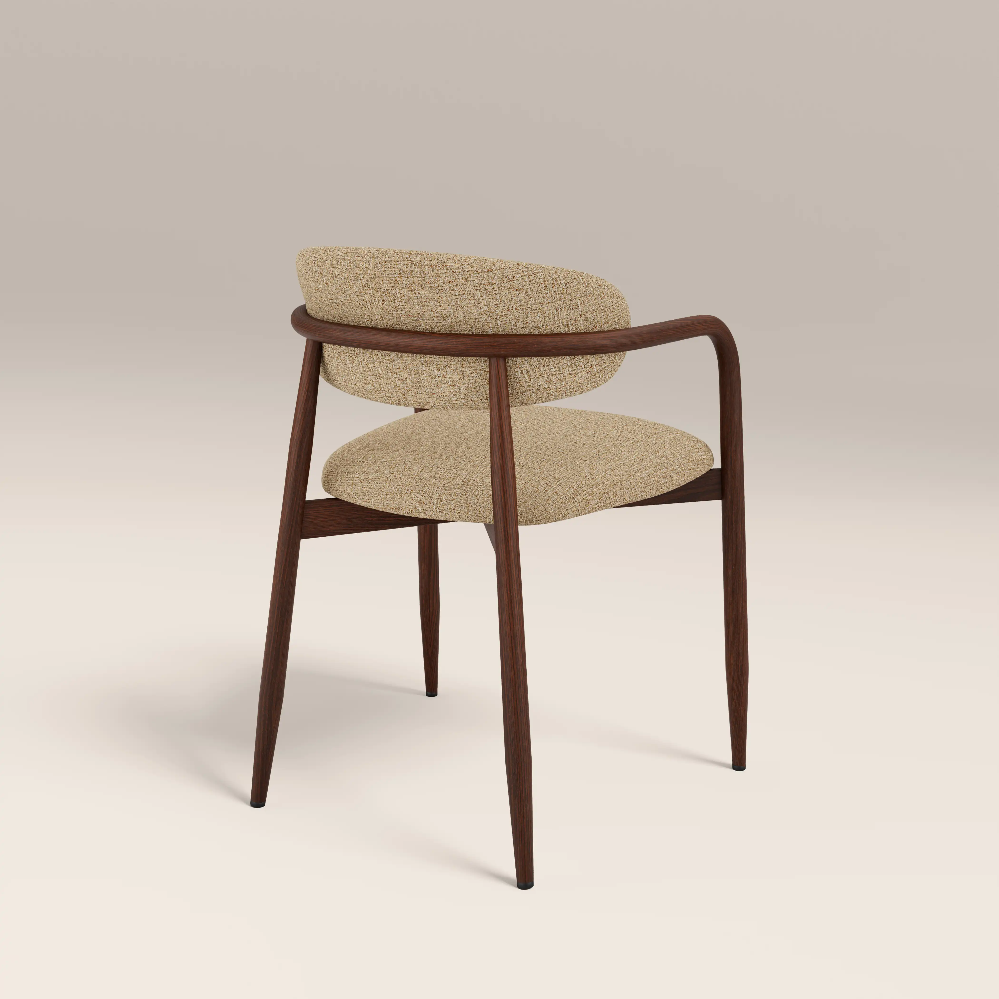 Halston Carver Dining Chair | Speckled Latte Boucle & Walnut - Image 6