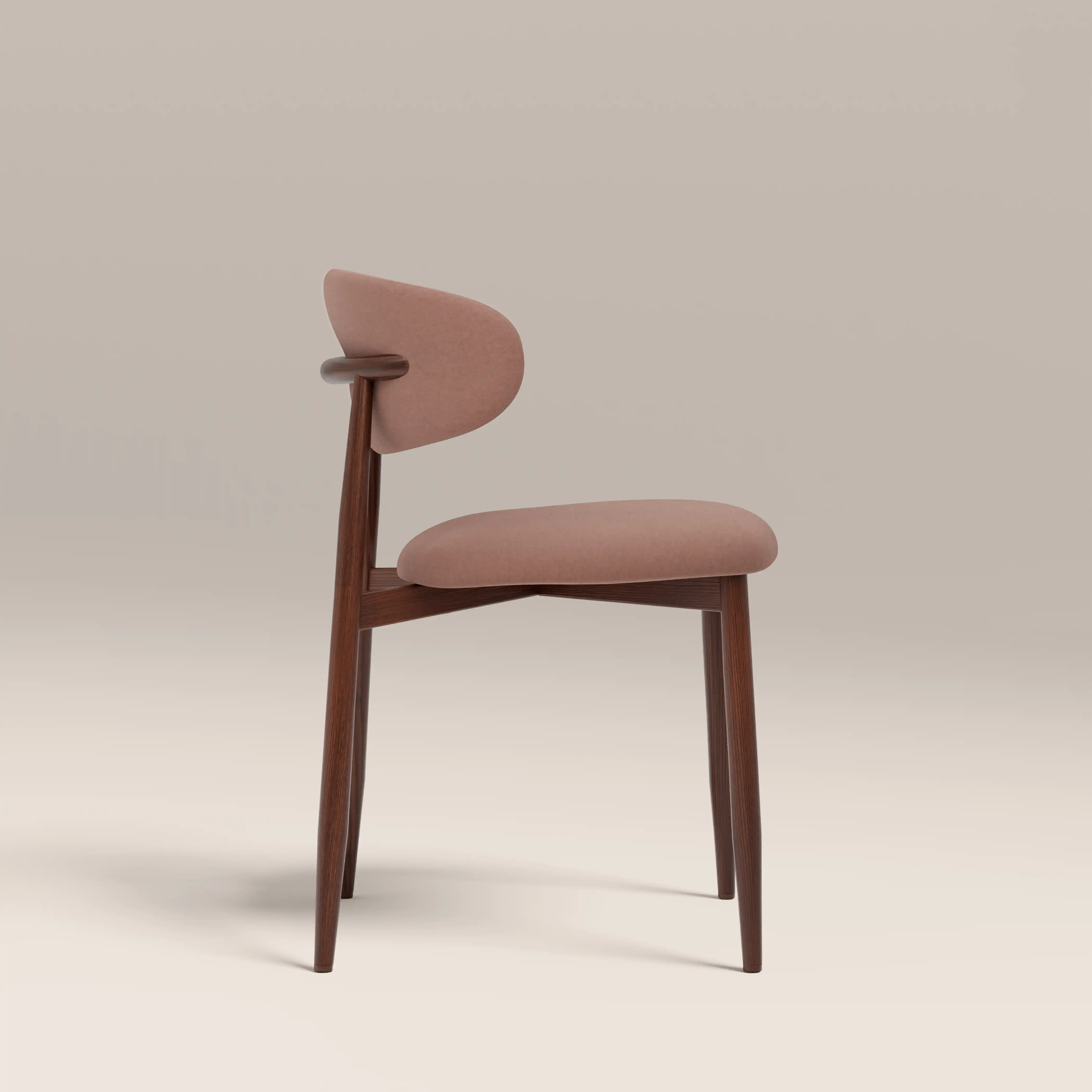 Halston Dining Chair | Blush Pink Sustainable Velvet & Walnut - Image 4