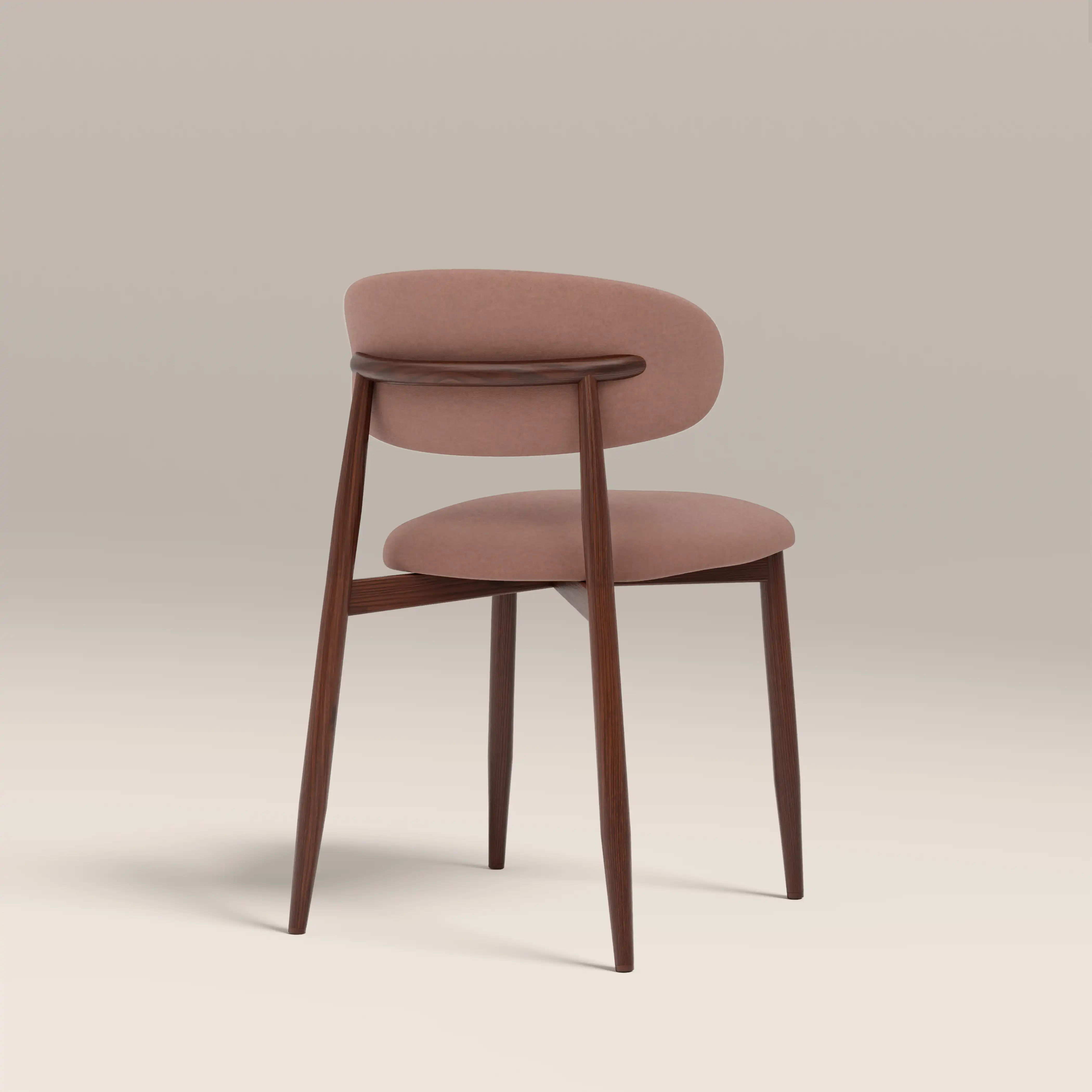 Halston Dining Chair | Blush Pink Sustainable Velvet & Walnut - Image 5