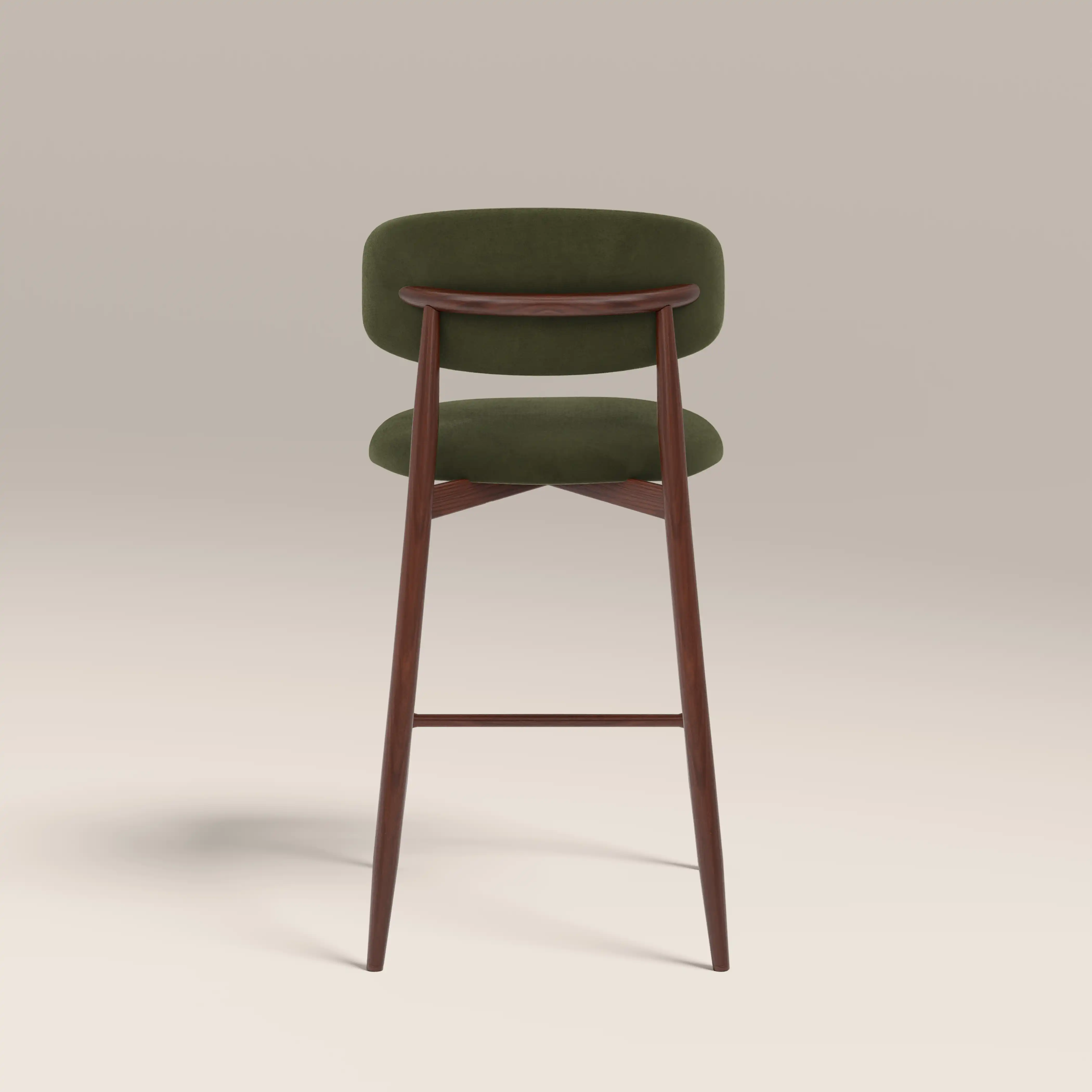 Halston Kitchen Stool | Olive Green Sustainable Velvet & Walnut - Image 7