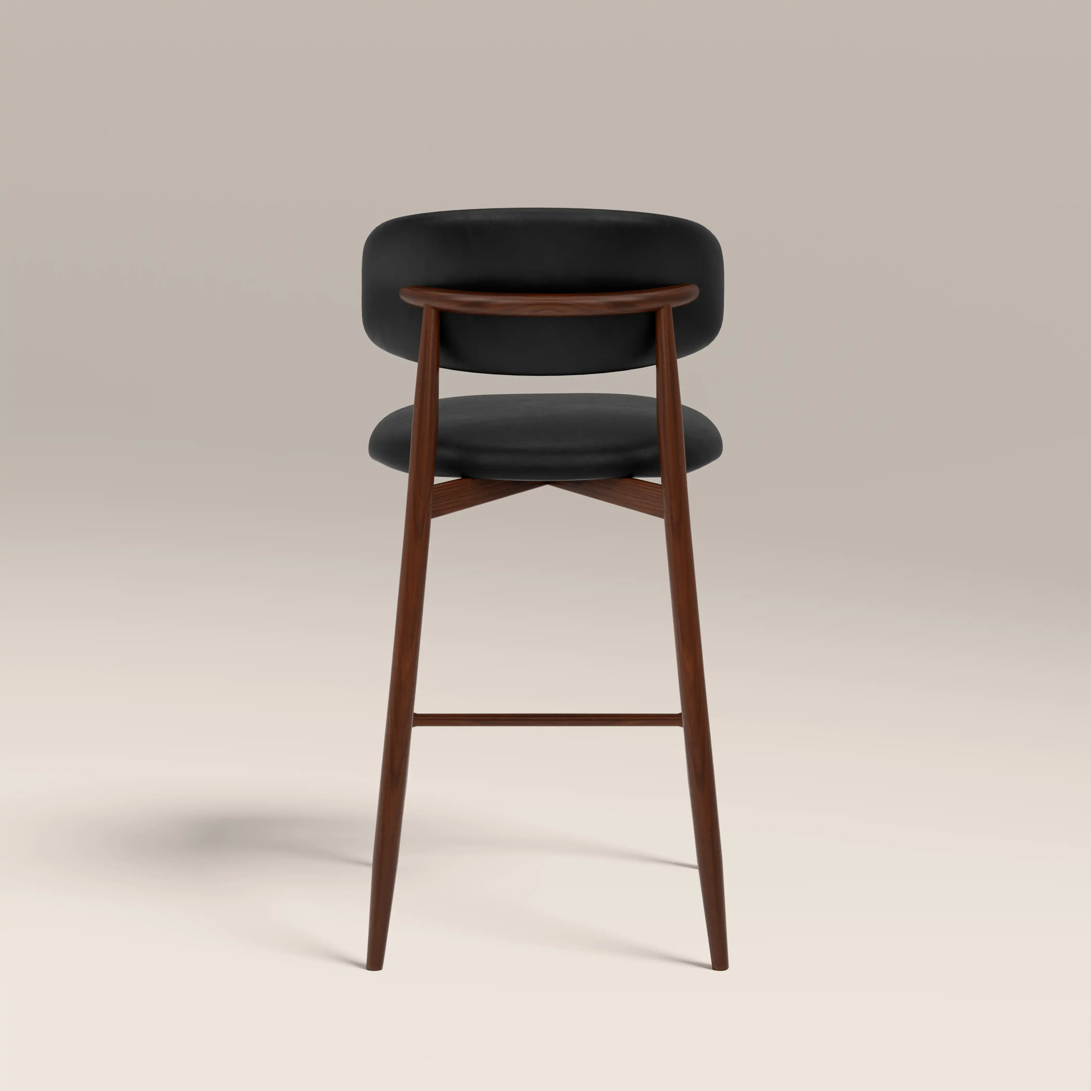 Halston Kitchen Stool | Vintage Black Faux Leather & Walnut - Image 6