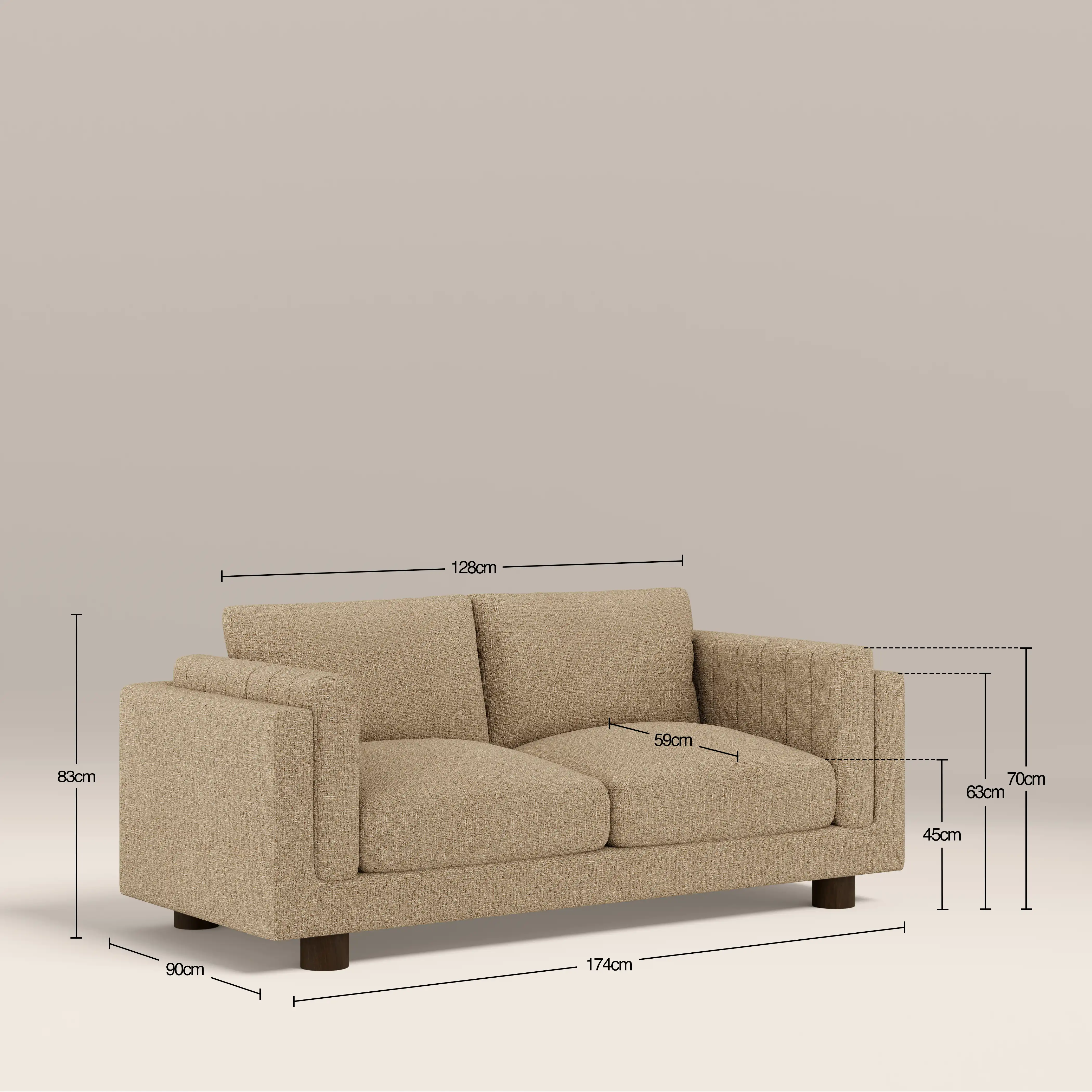 Halton 2 Seater Sofa | Speckled Latte Boucle - Image 8