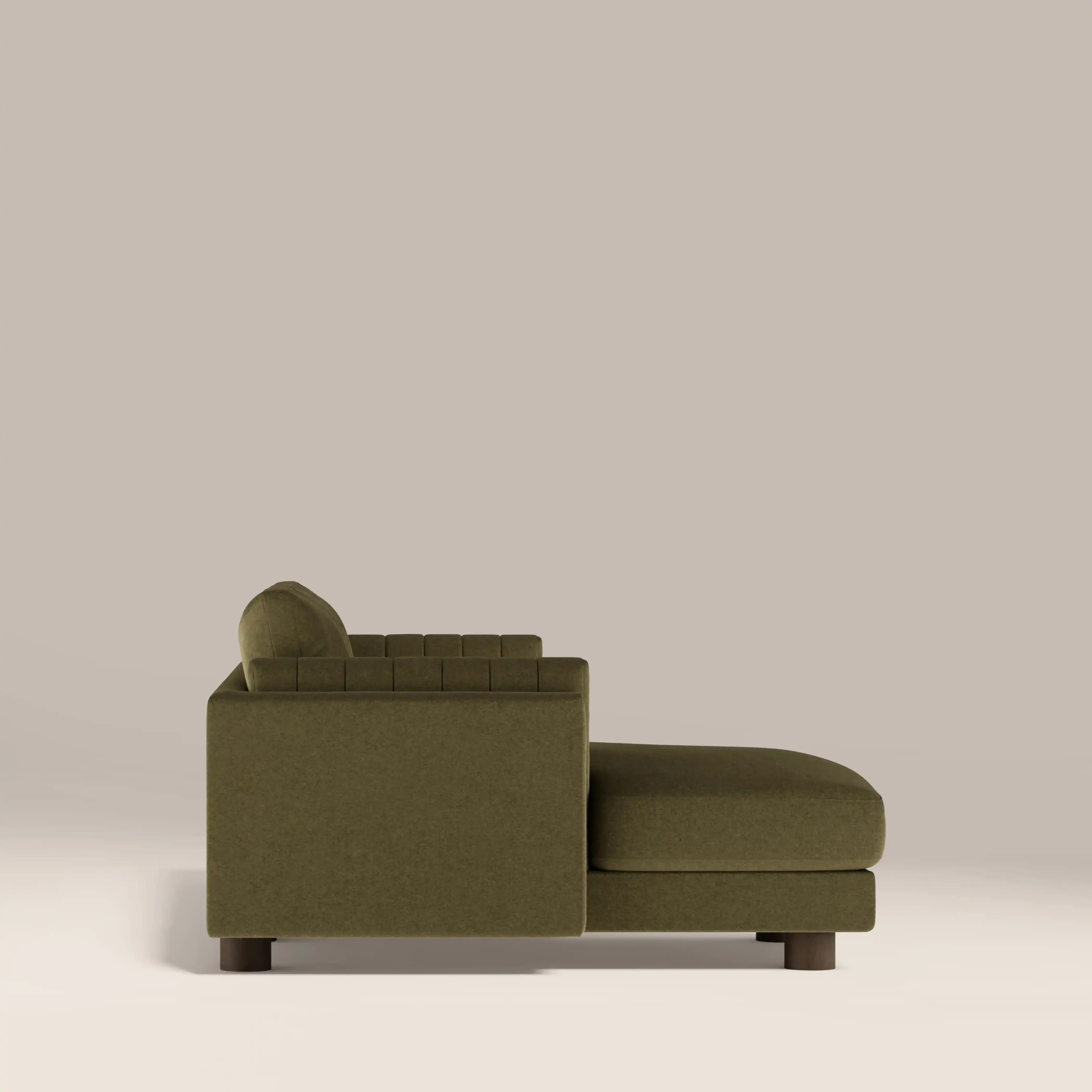 Halton Left Hand Chaise Sofa | Moss Green Sustainable Mohair Velvet - Image 4