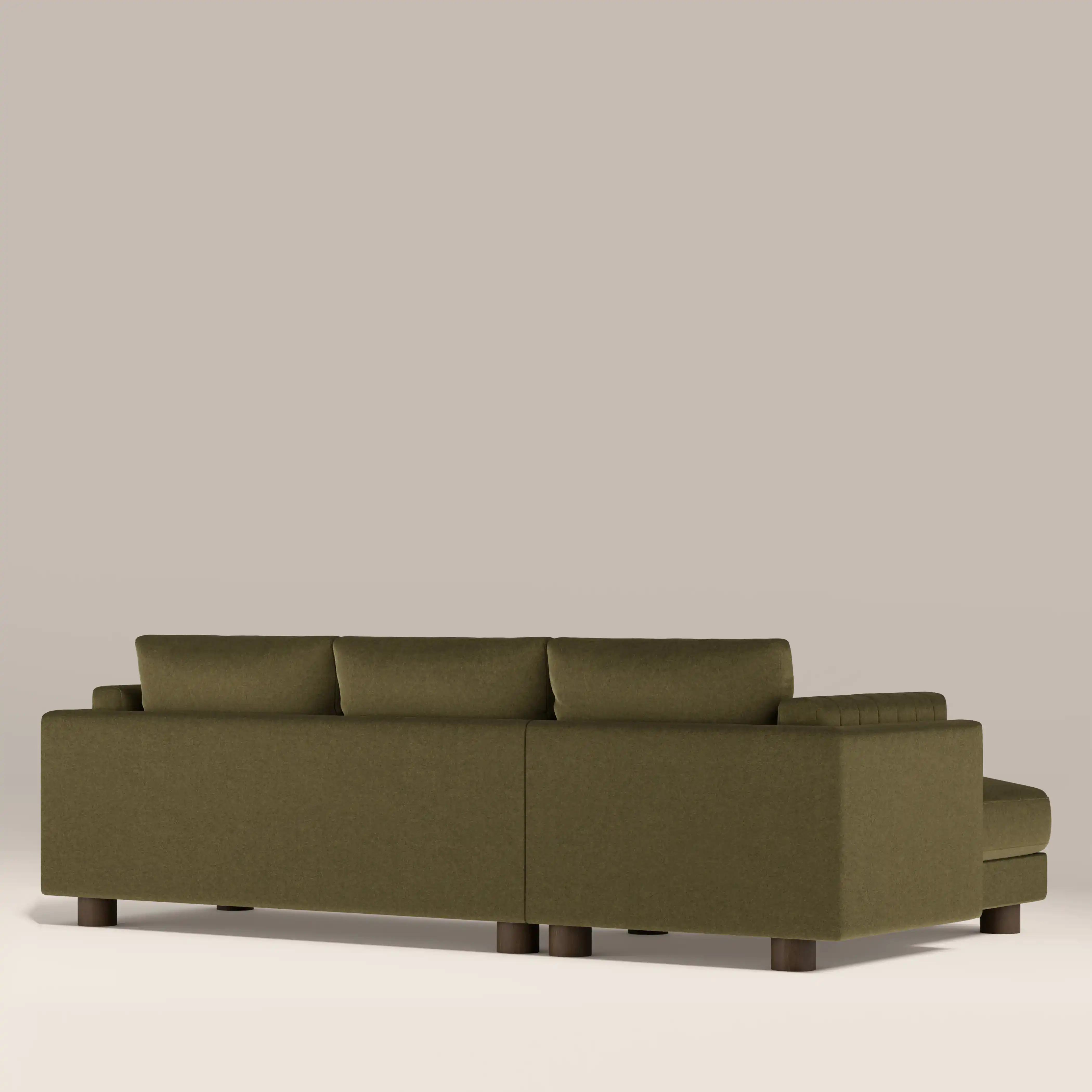 Halton Left Hand Chaise Sofa | Moss Green Sustainable Mohair Velvet - Image 6