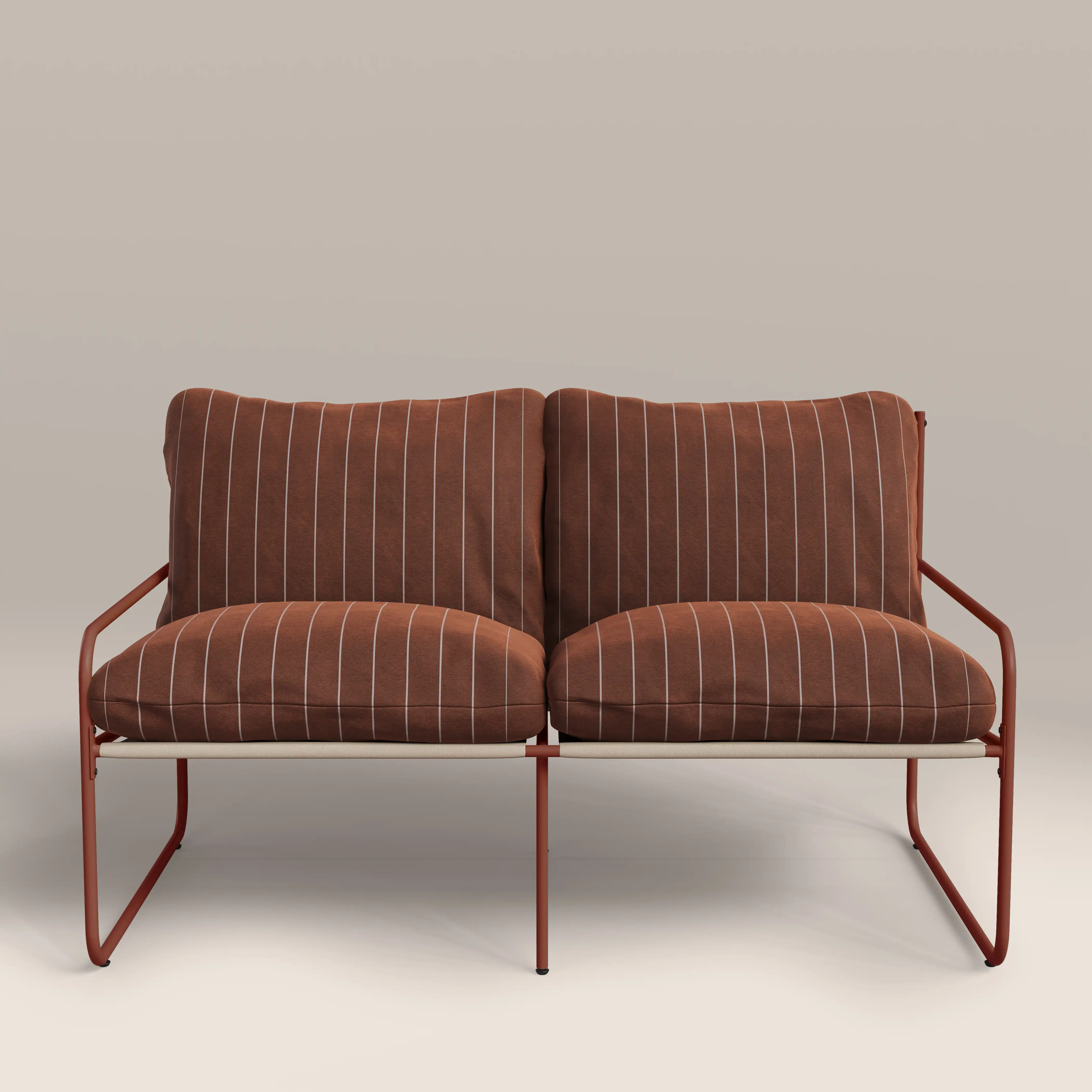 Harris 2 Seater Garden Sofa | Rust Red Stripe & Red - Image 2