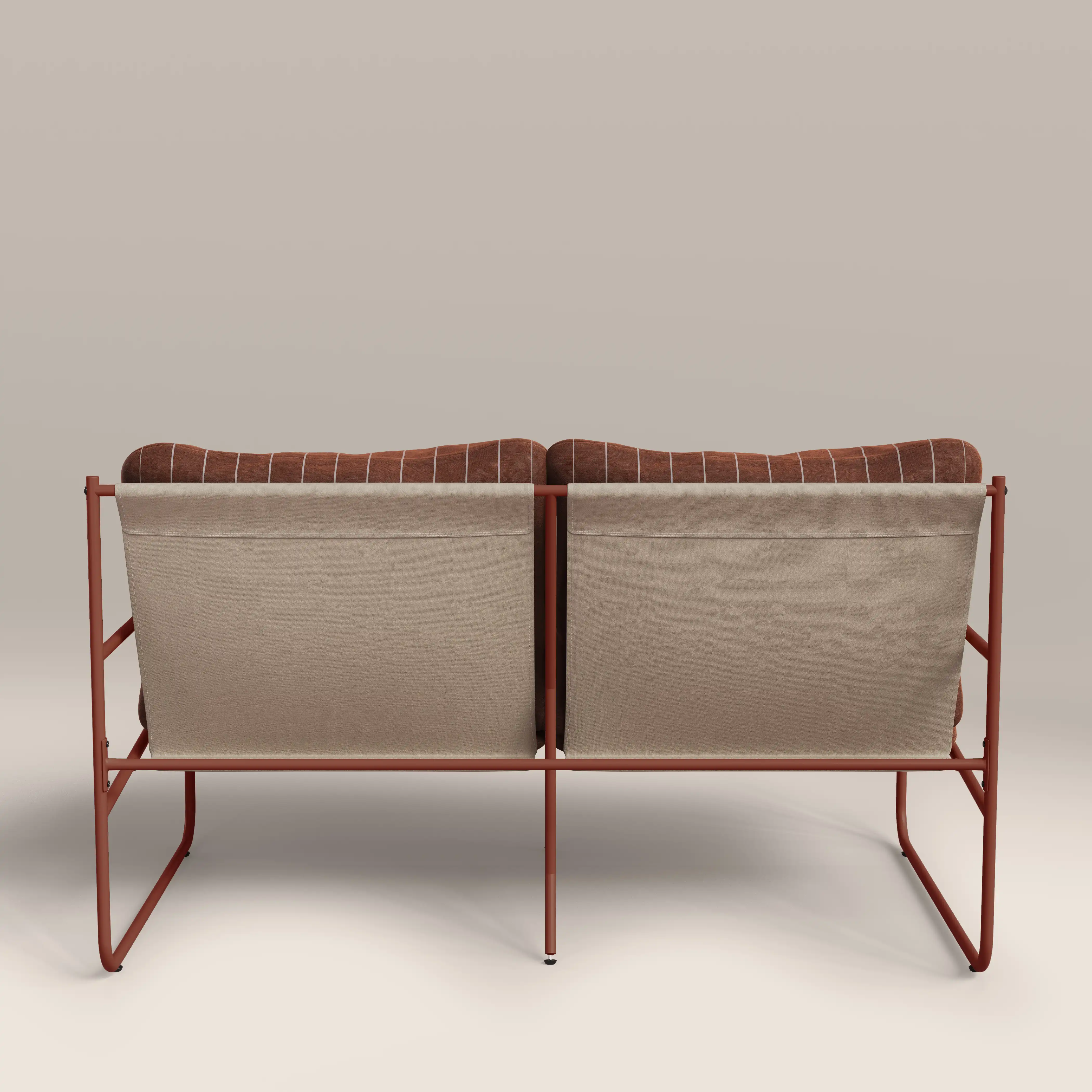 Harris 2 Seater Garden Sofa | Rust Red Stripe & Red - Image 6