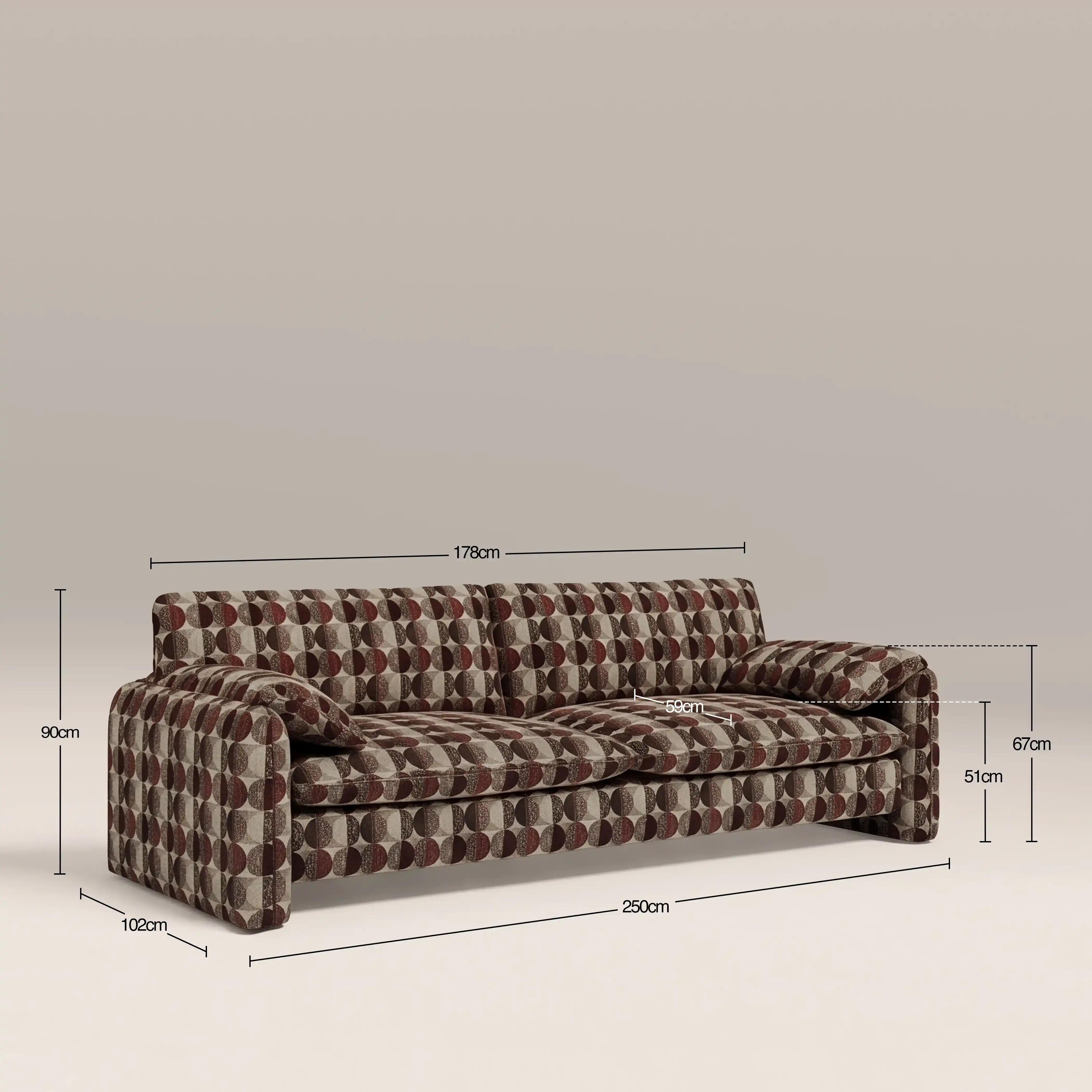 Haven 3 Seater Sofa | Multicolour Orbis Patterned Fabric - Image 8