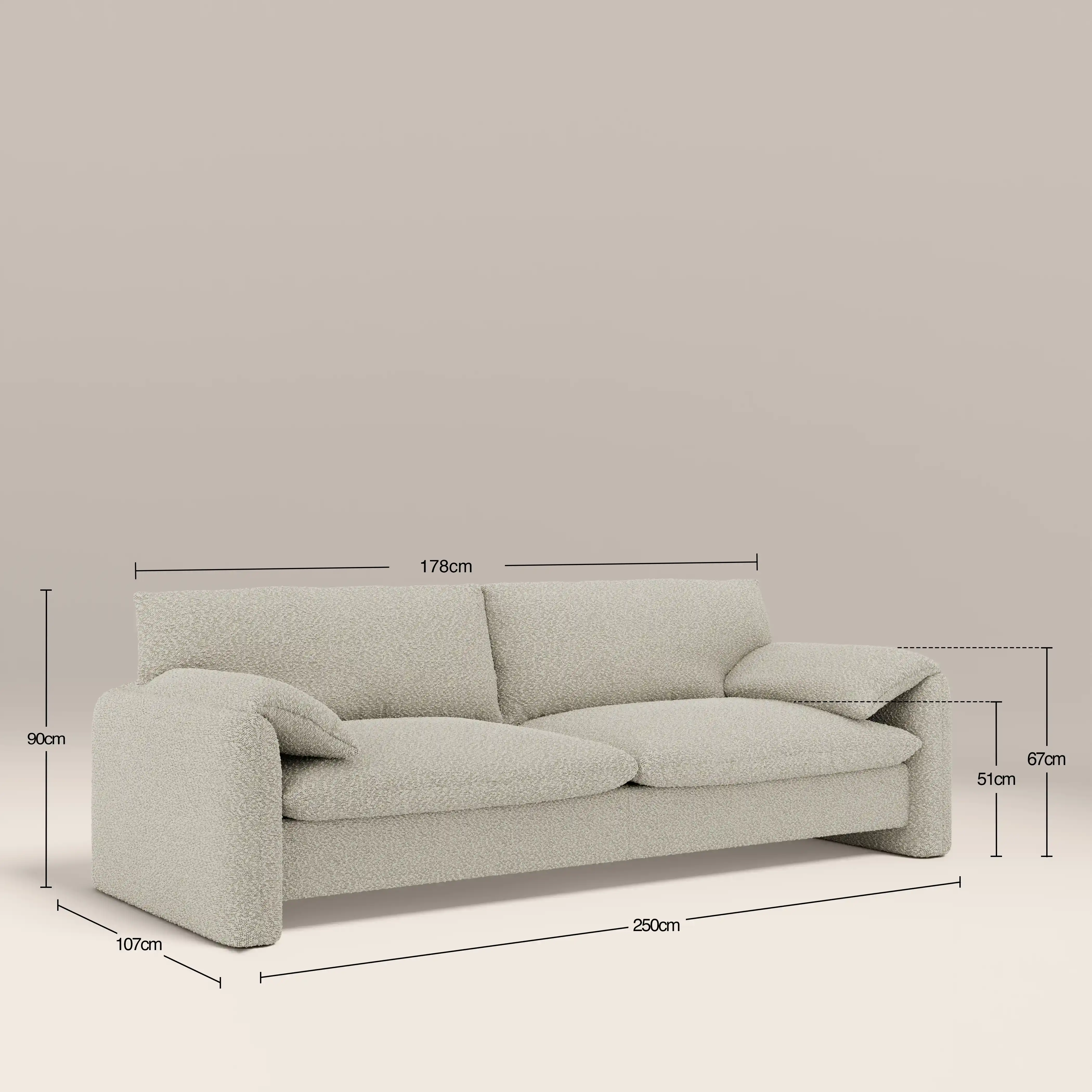 Haven 3 Seater Sofa | Speckled Stone Sustainable Boucle - Image 8