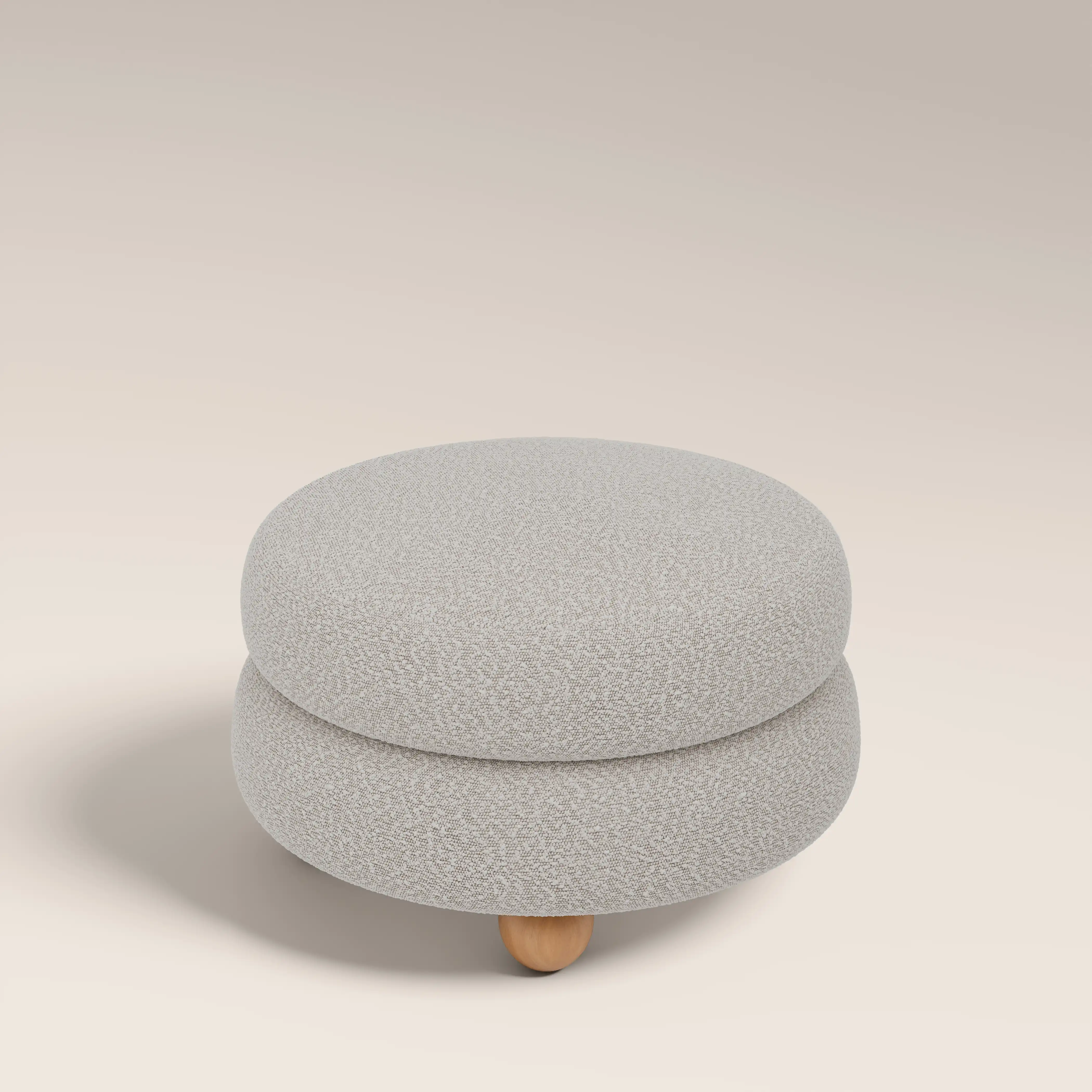 Hazel Footstool | Speckled Stone Sustainable Boucle & Walnut - Image 4