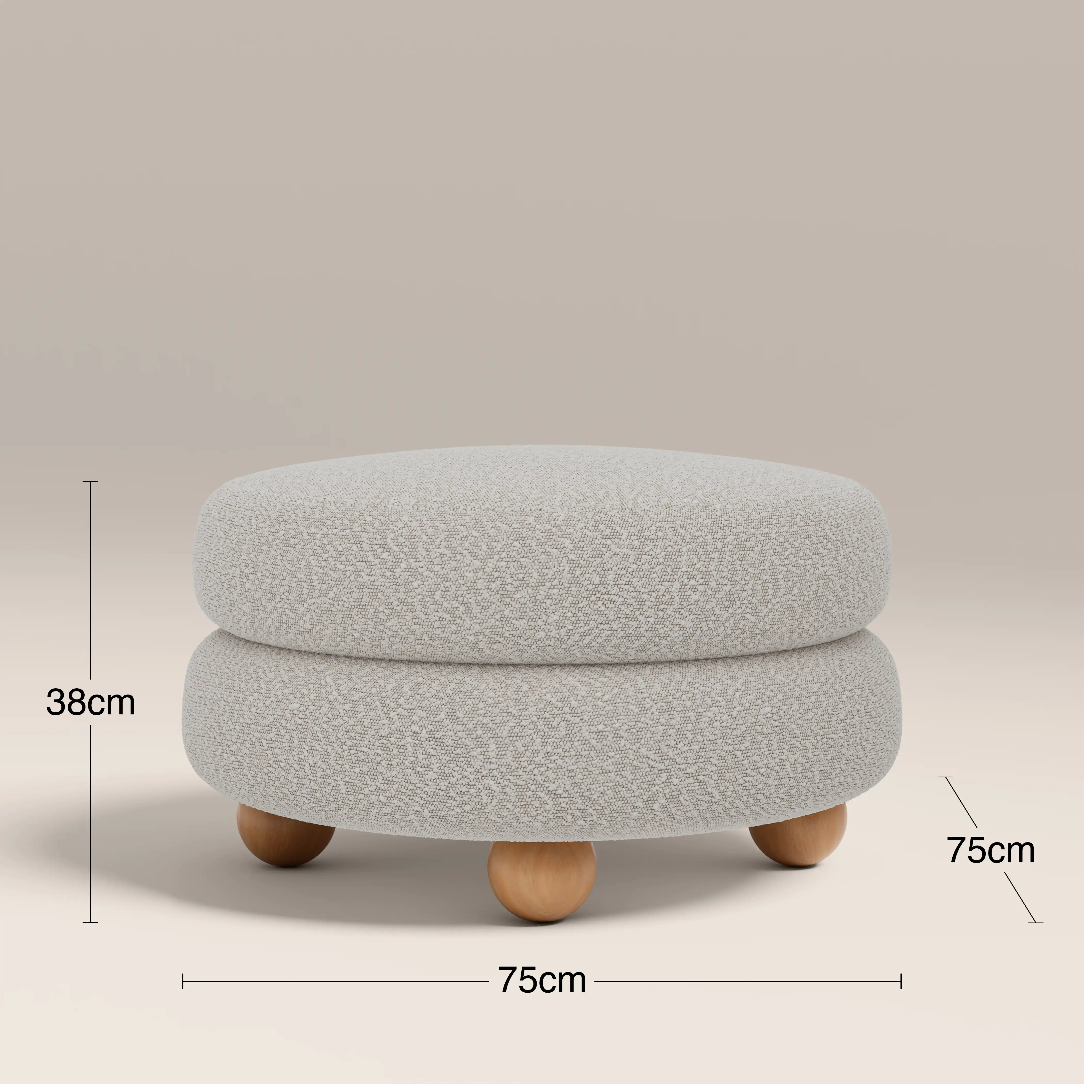 Hazel Footstool | Speckled Stone Sustainable Boucle & Walnut - Image 5