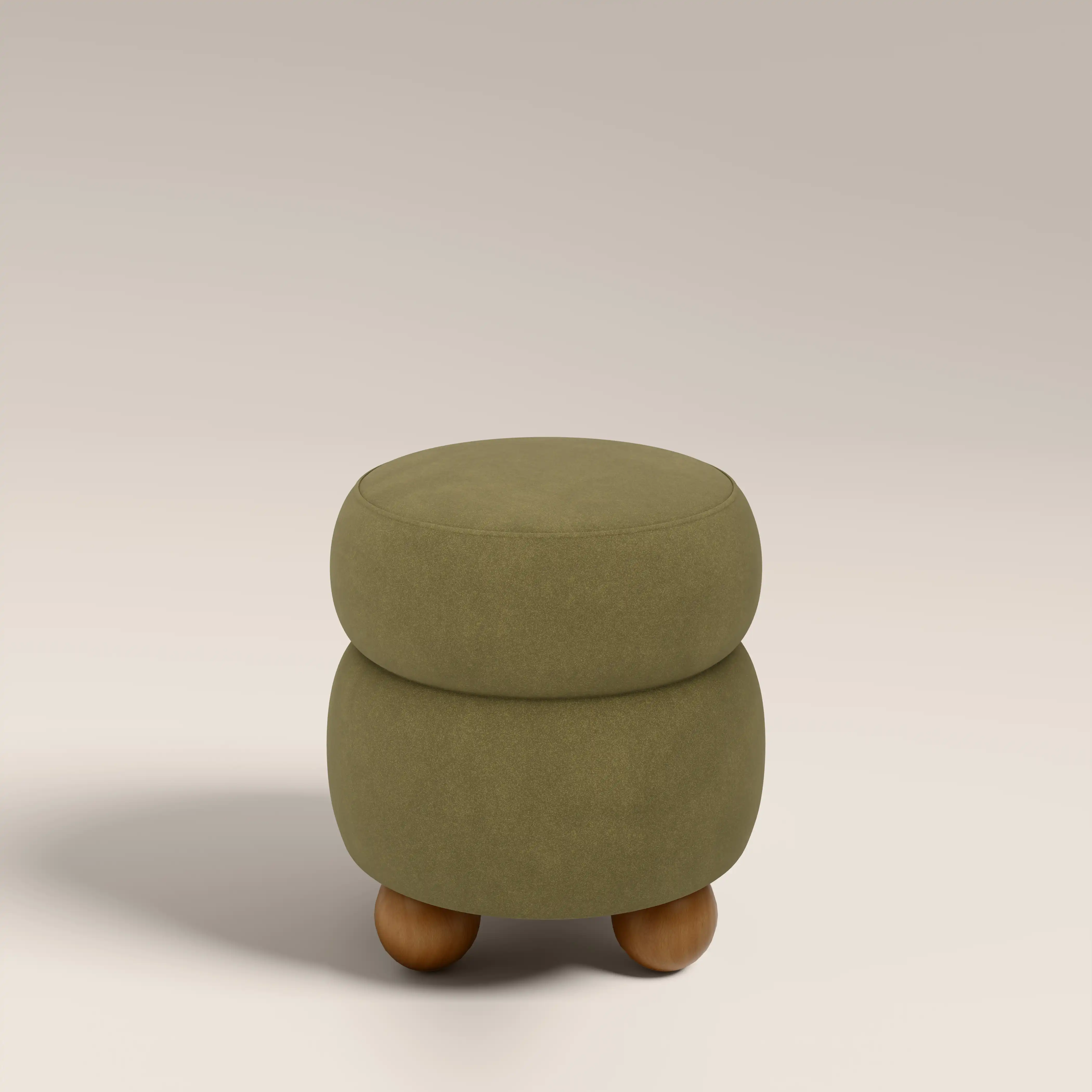 Hazel Pouffe | Moss Green Sustainable Mohair Velvet & Walnut - Image 4