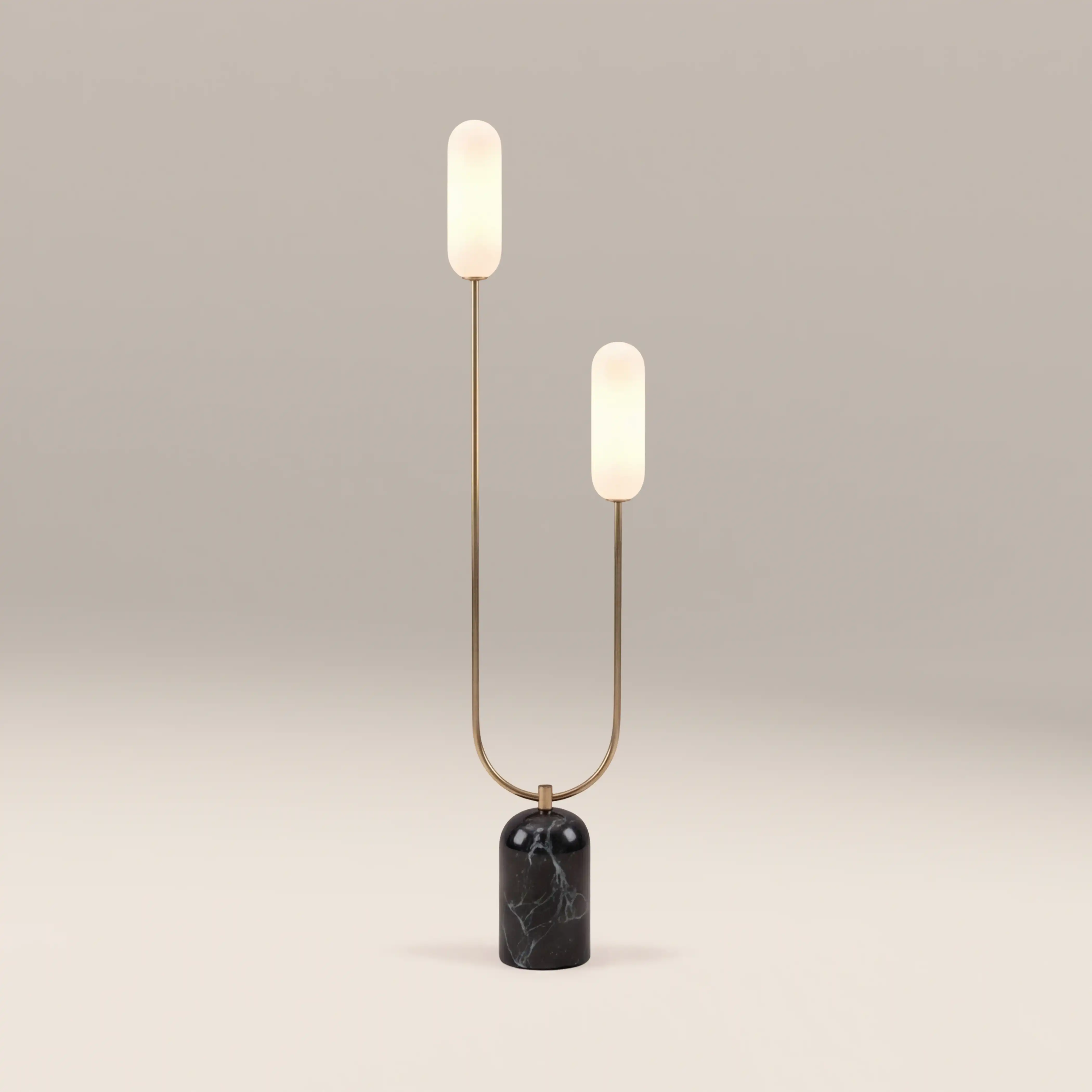 houseof 2 Light Curve Floor Lamp | Olive Green Marble - Image 3