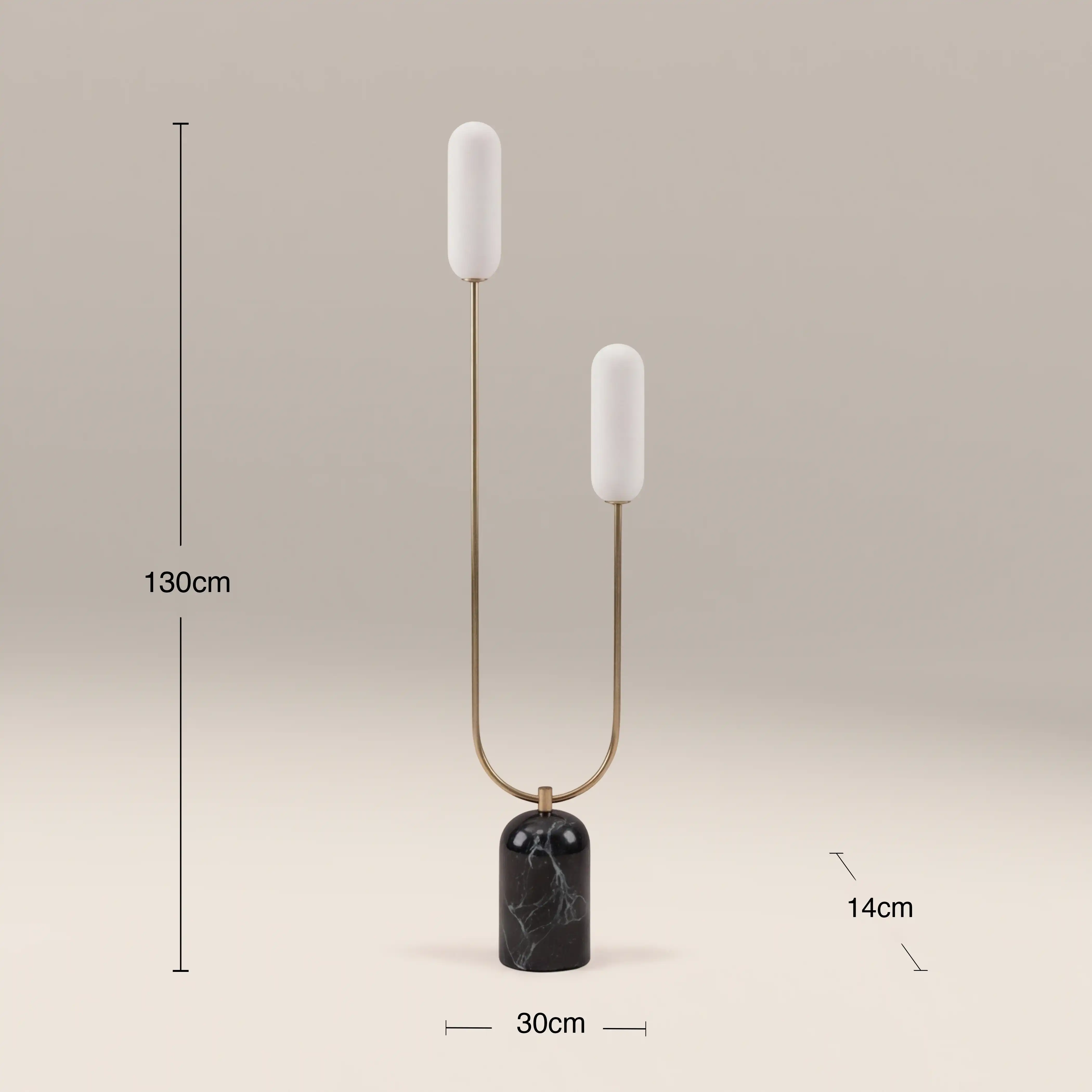 houseof 2 Light Curve Floor Lamp | Olive Green Marble - Image 5