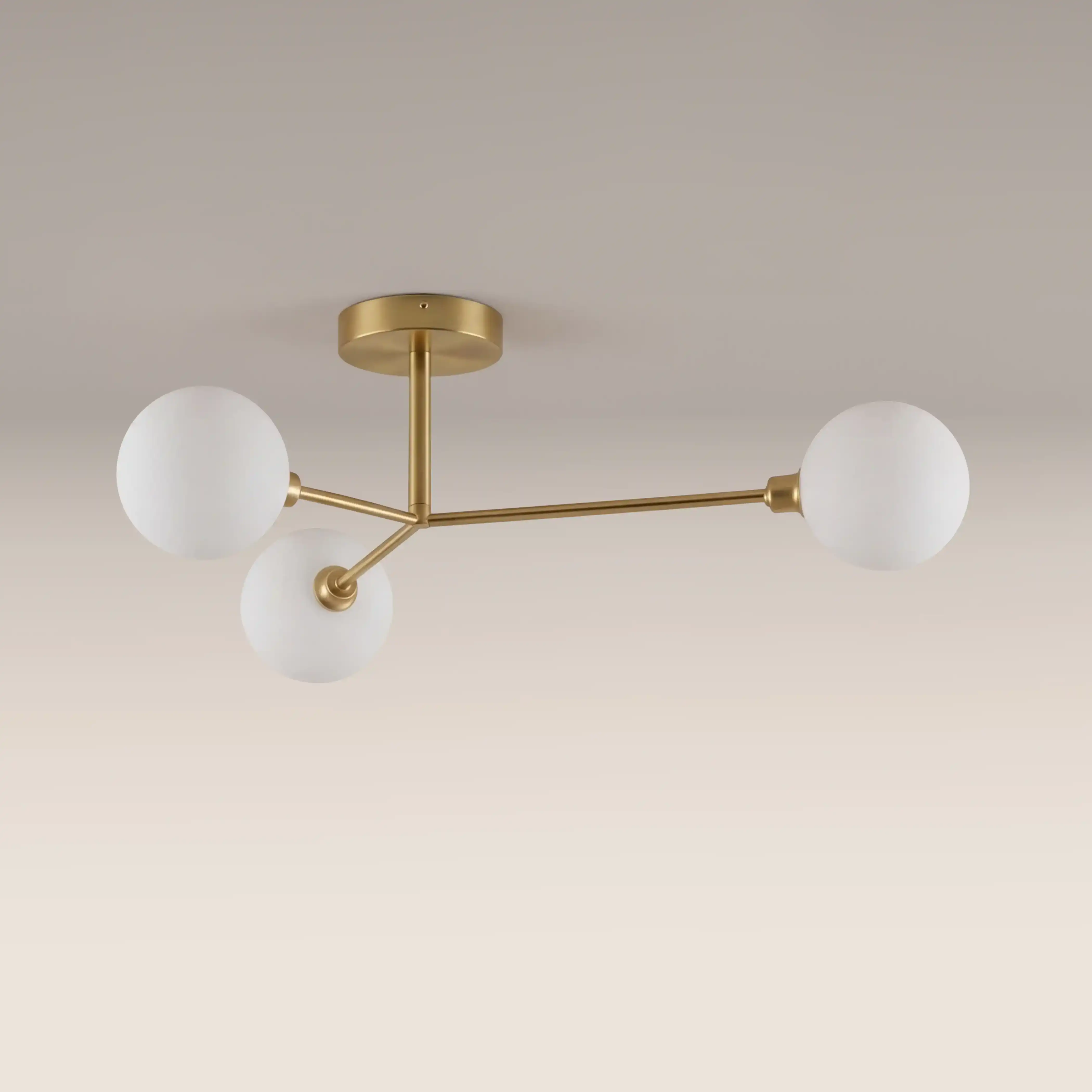 houseof 3 Light Flush Ceiling Light | Brass