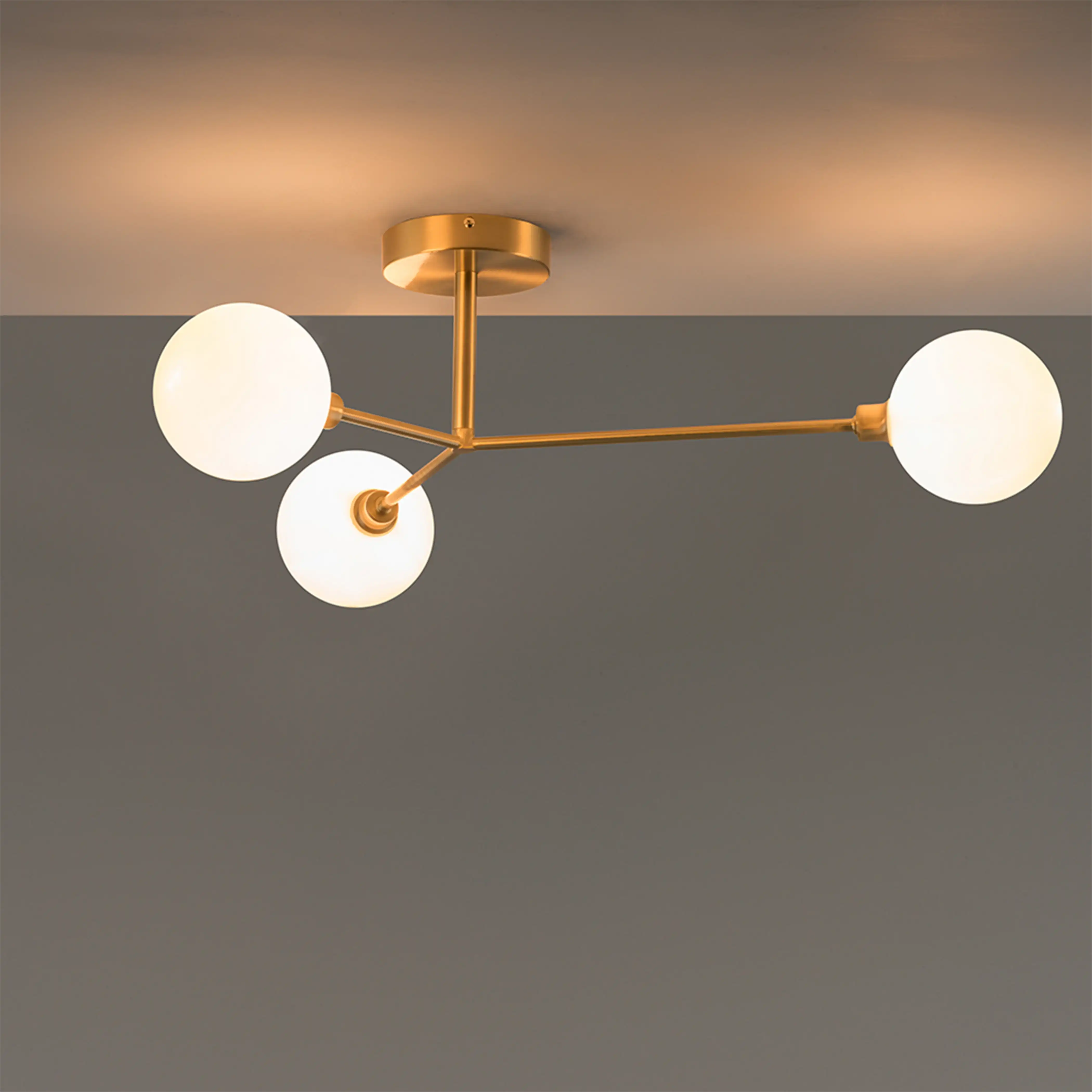 houseof 3 Light Flush Ceiling Light | Brass - Image 2