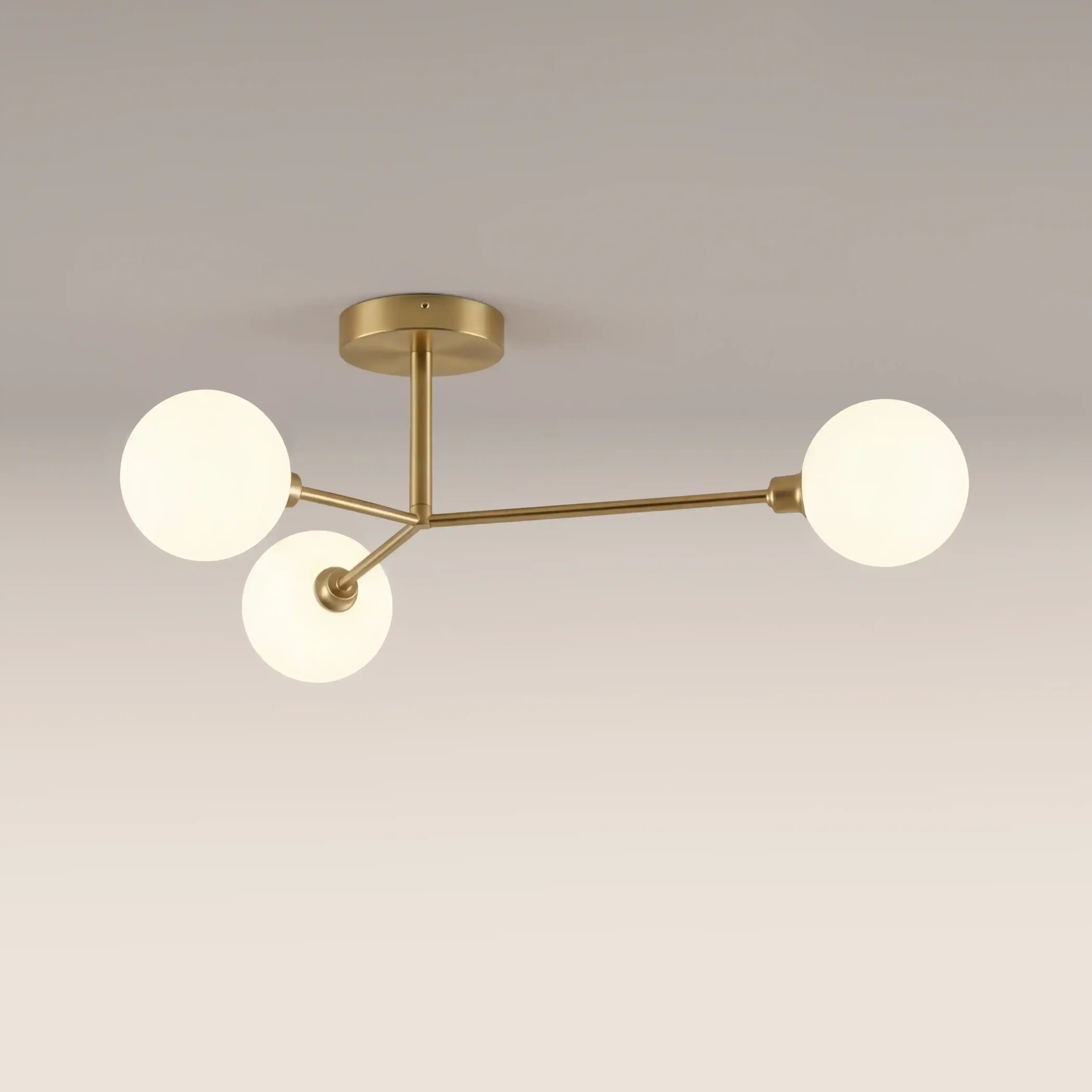 houseof 3 Light Flush Ceiling Light | Brass - Image 3