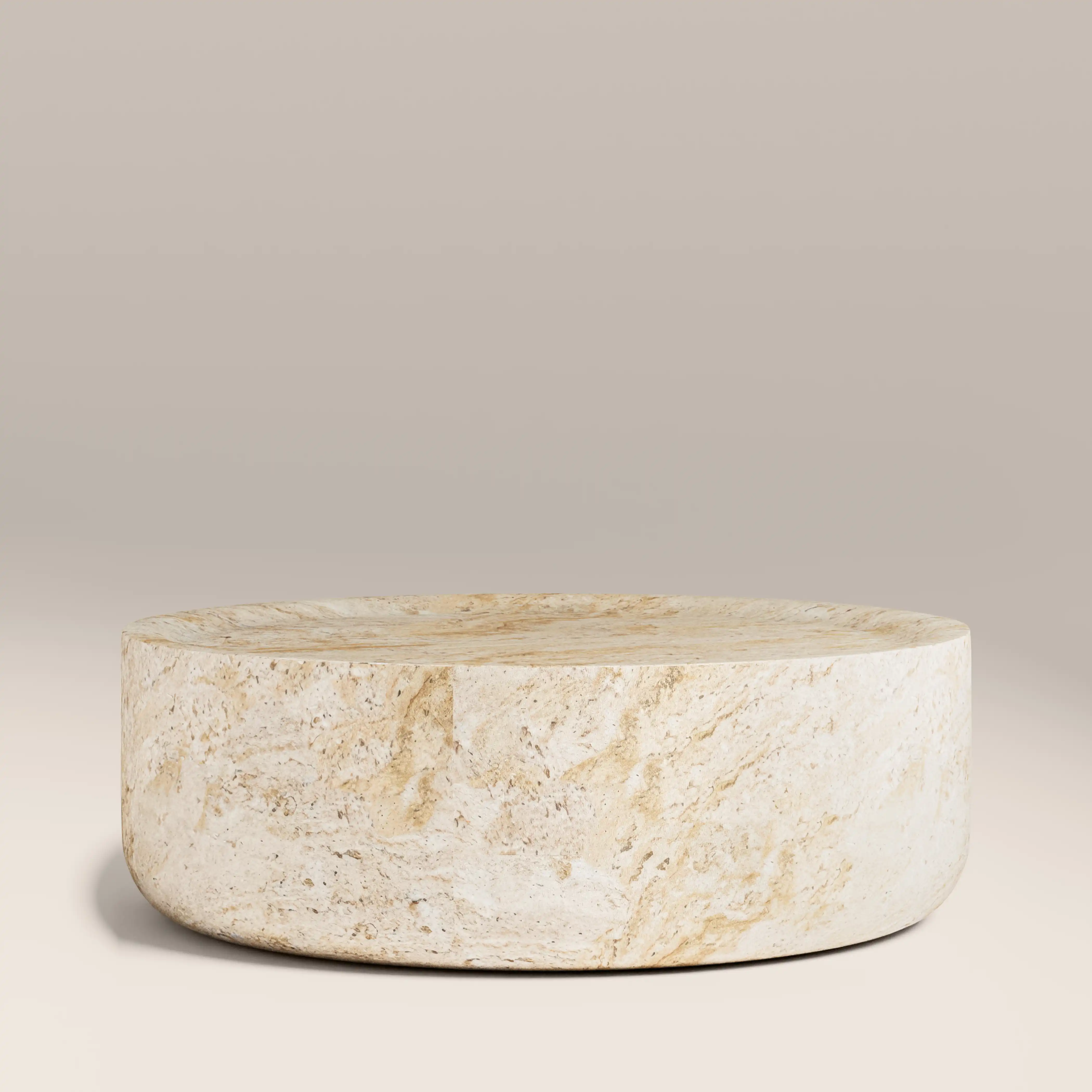 Ingrid Round Coffee Table | Natural Travertine Effect - Image 2