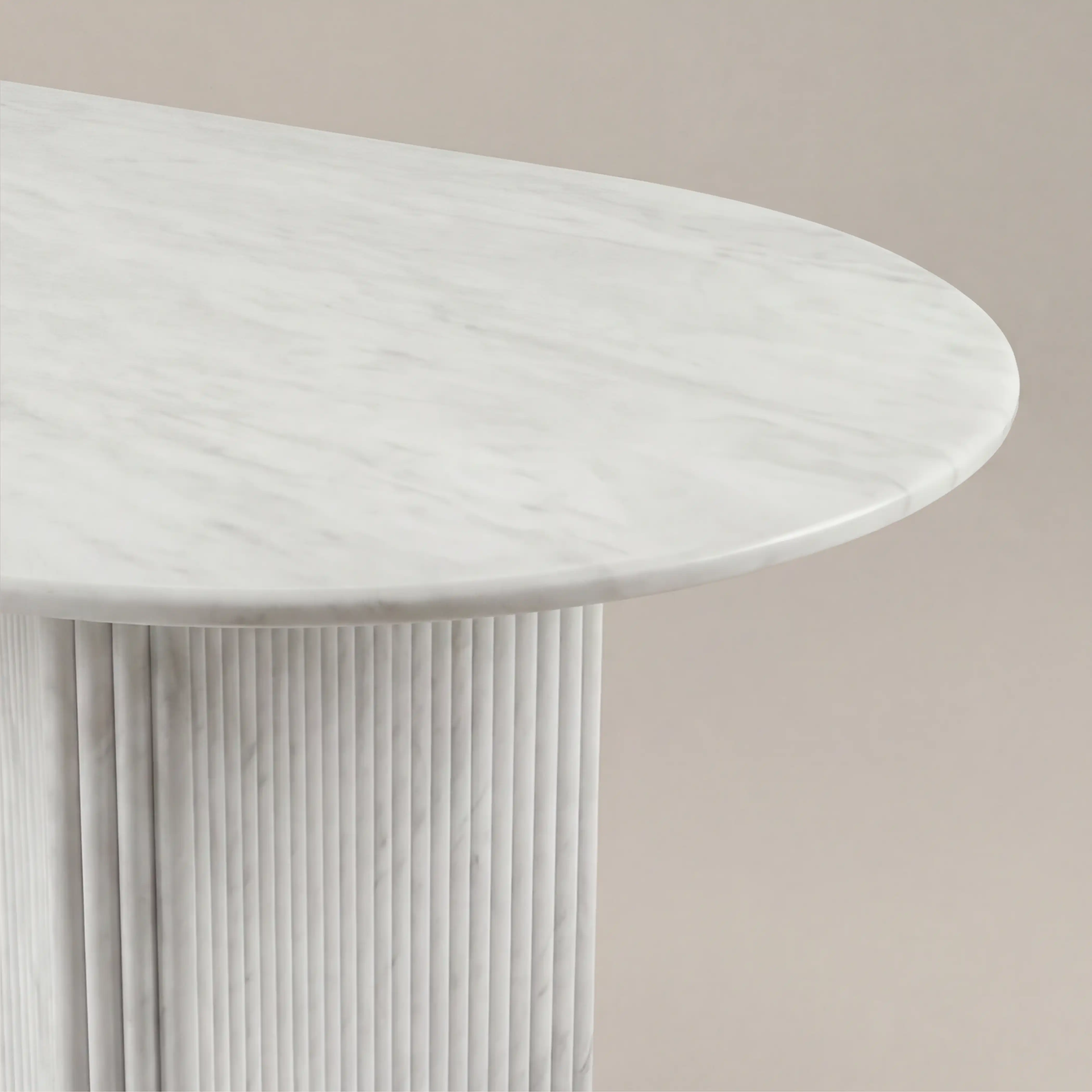 Jace 6 Seat Oval Dining Table | White Carrara Honed Marble Effect Stone - Image 5