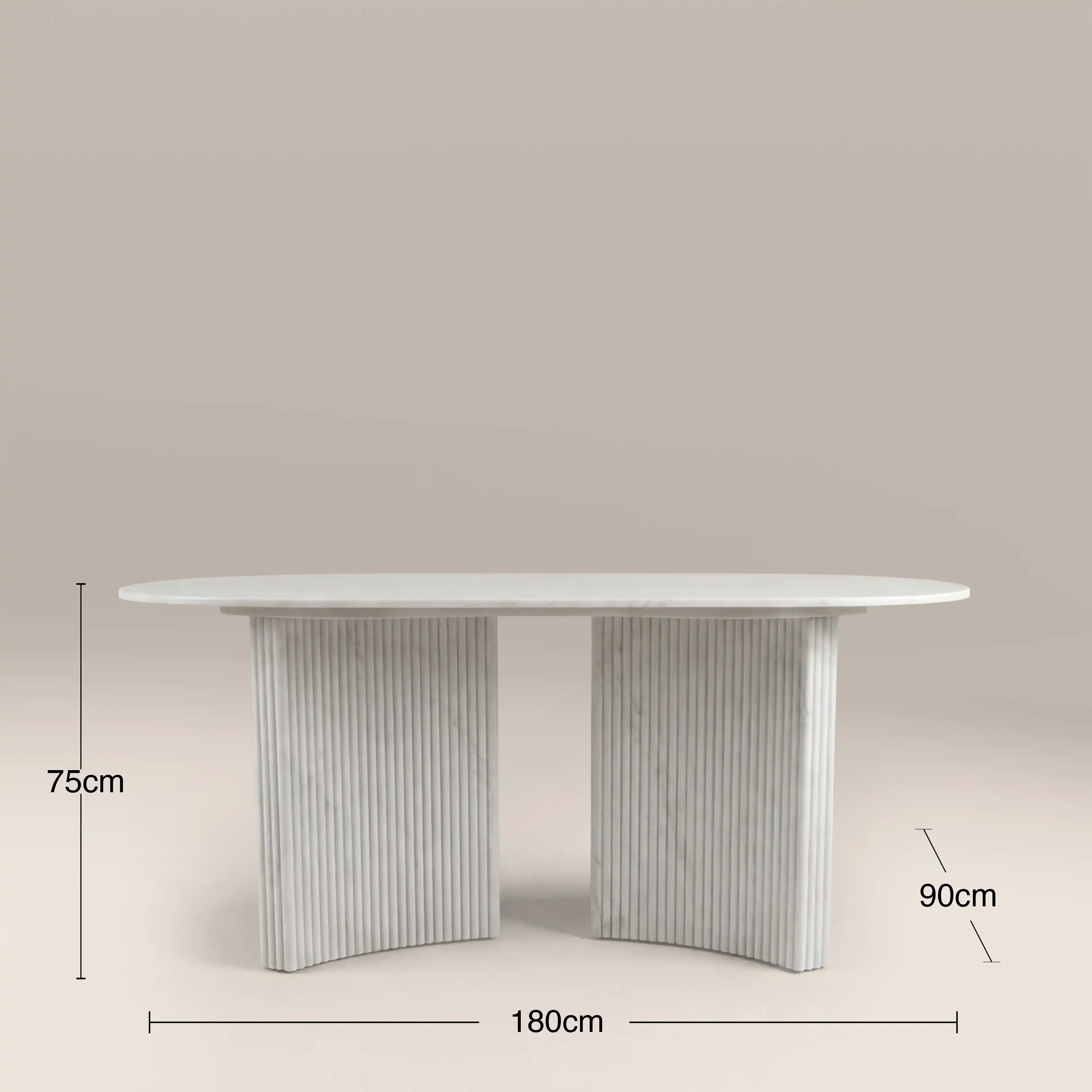 Jace 6 Seat Oval Dining Table | White Carrara Honed Marble Effect Stone - Image 6