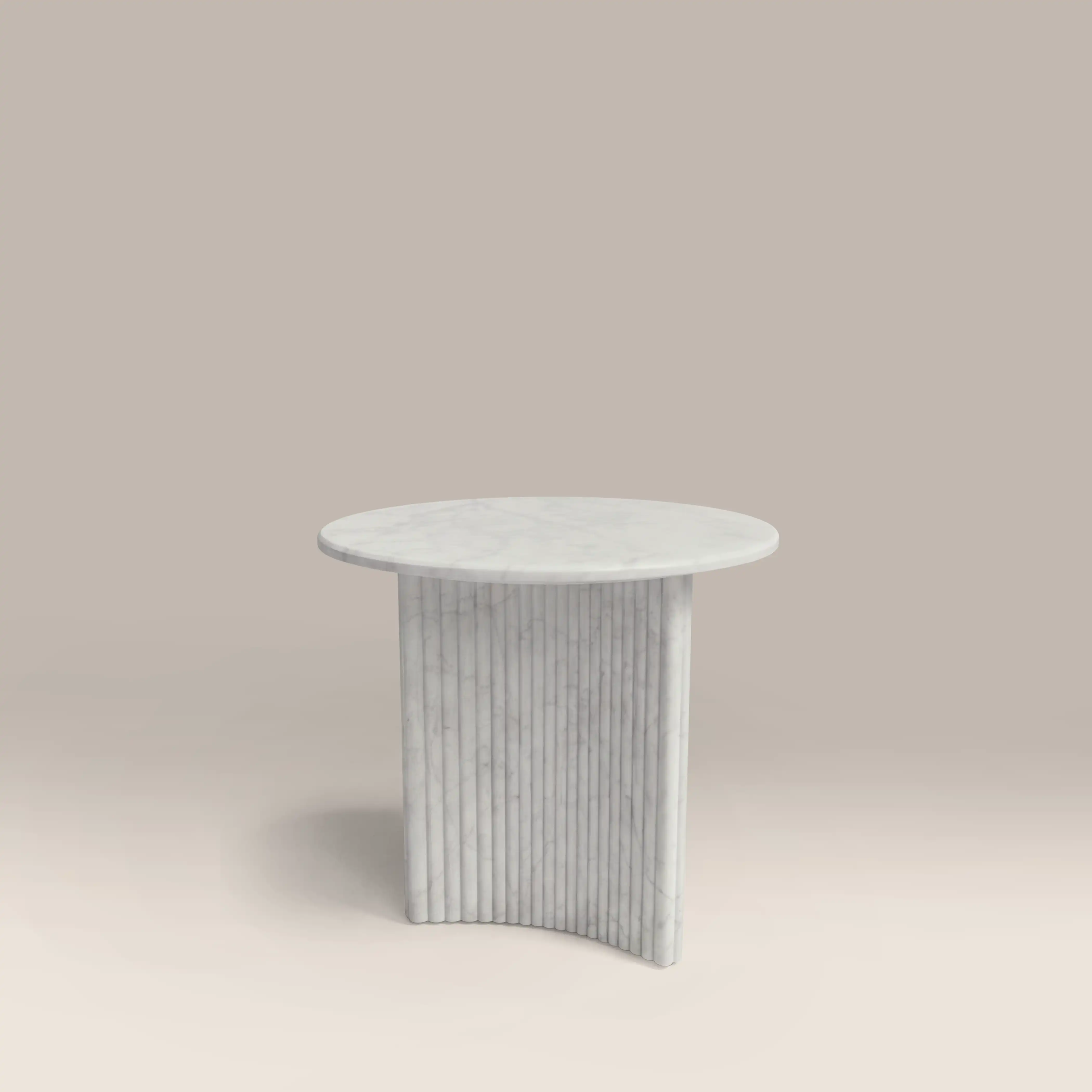 Jace Round Side Table | White Carrara Honed Marble Effect Stone - Image 4